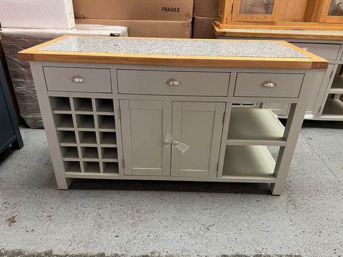 Hampshire ‘Country Life’ kitchen Island With Wine Rack - Pale Green Quality Furniture Clearance Ltd