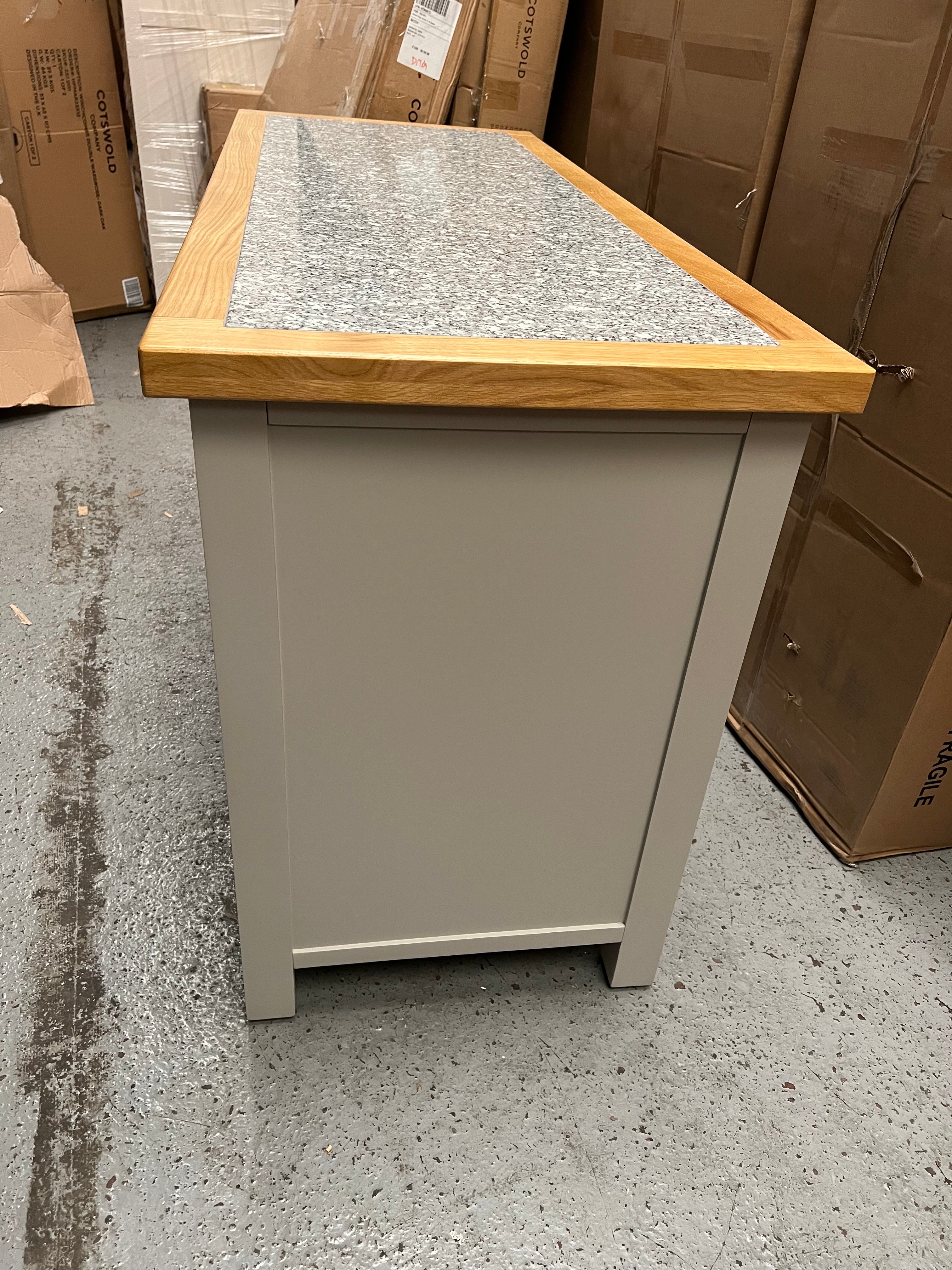 Hampshire ‘Country Life’ kitchen Island With Wine Rack - Grey Quality Furniture Clearance Ltd