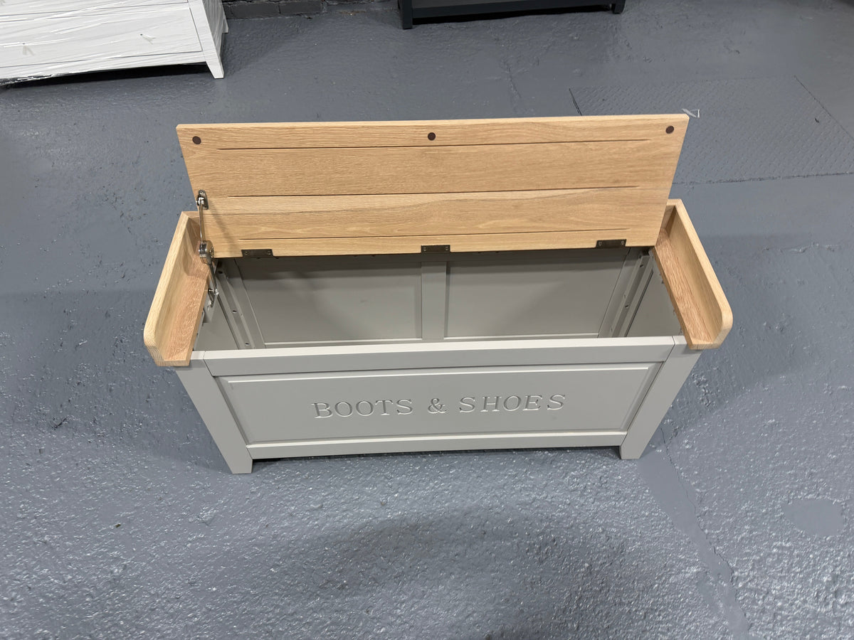 Chester Dove Grey Large Shoe Storage Trunk and Bench furniture delivered