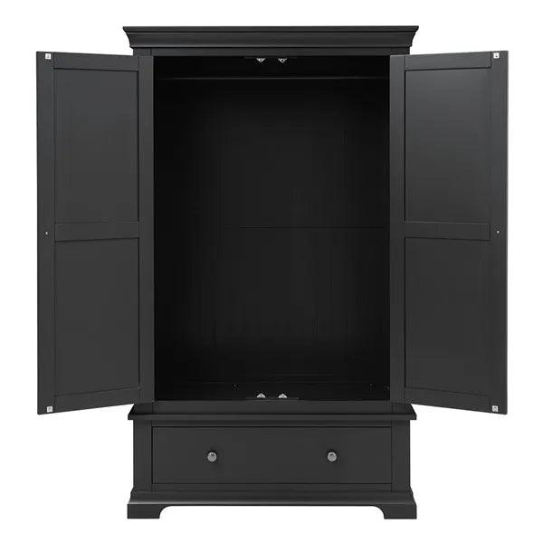 CHANTILLY DUSKY BLACK Double Wardrobe Quality Furniture Clearance Ltd
