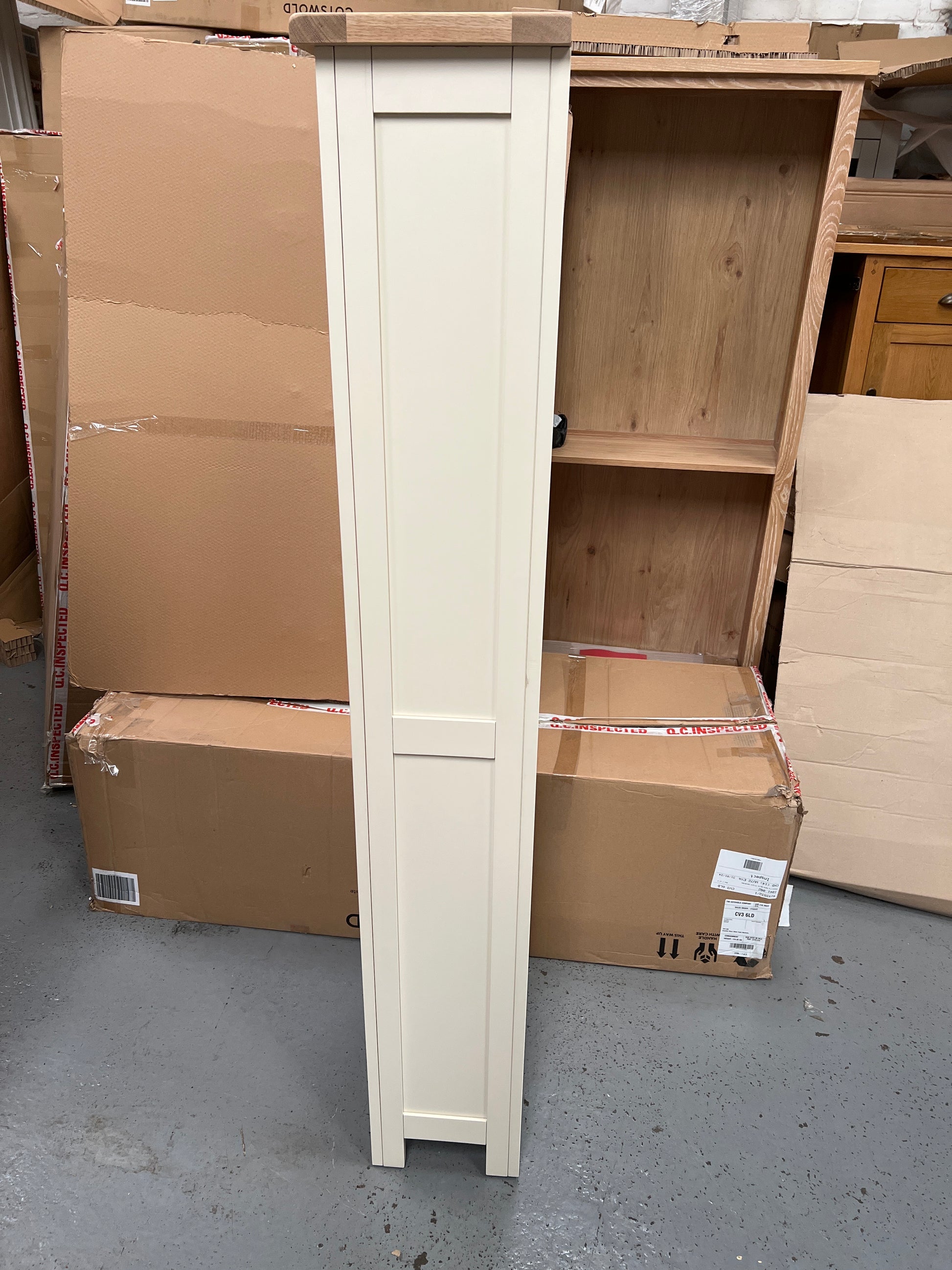 Sussex Cotswold Cream Tall Slim Bookcase Quality Furniture Clearance Ltd