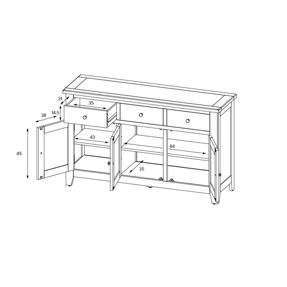 CHESTER CLASSIC CREAM
Large Sideboard Quality Furniture Clearance Ltd