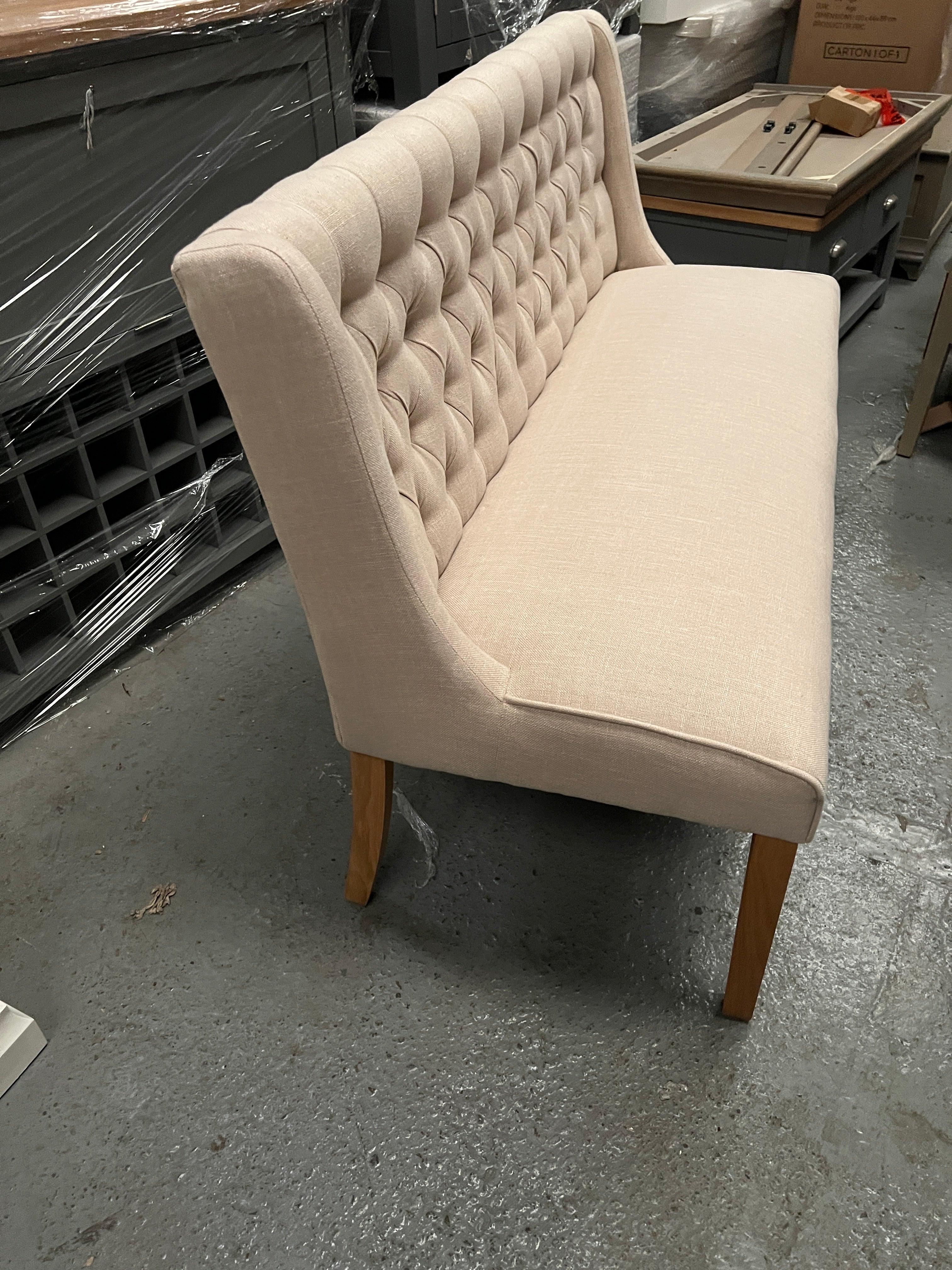 PADSTOW
Low Back Buttoned Bench - Stone Quality Furniture Clearance Ltd