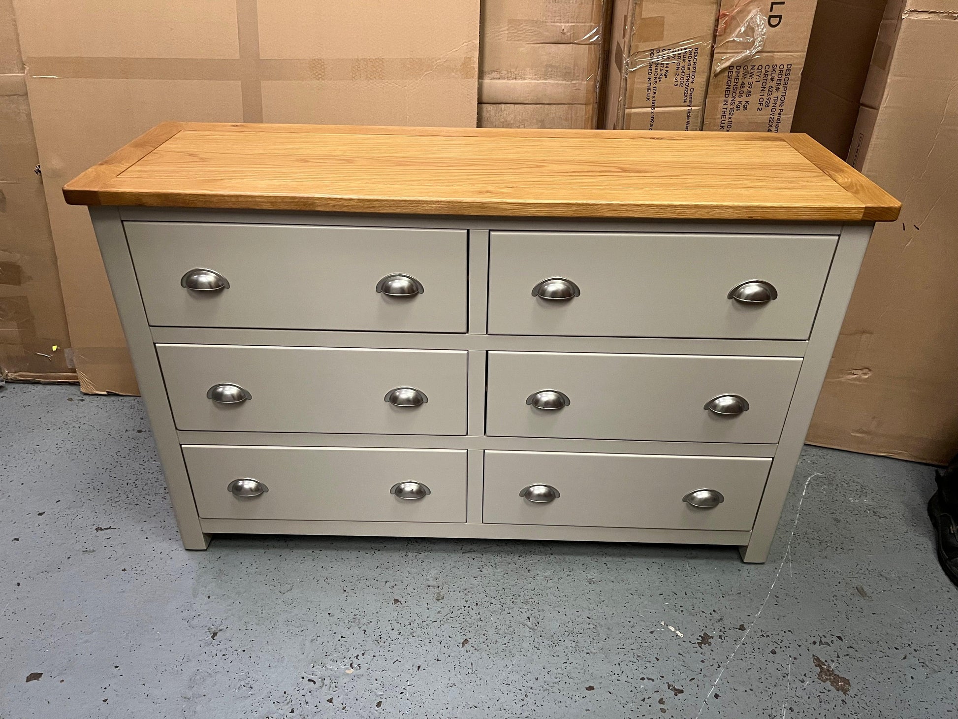 LUNDY STONE
6 Drawer Wide Chest Quality Furniture Clearance Ltd