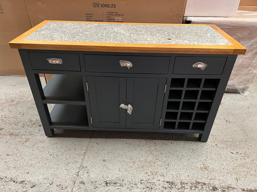 Hampshire ‘Country Life’ kitchen Island With Wine Rack - Blue Quality Furniture Clearance Ltd