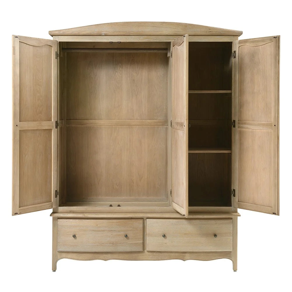 Camille Limewash Oak Triple Wardrobe furniture delivered