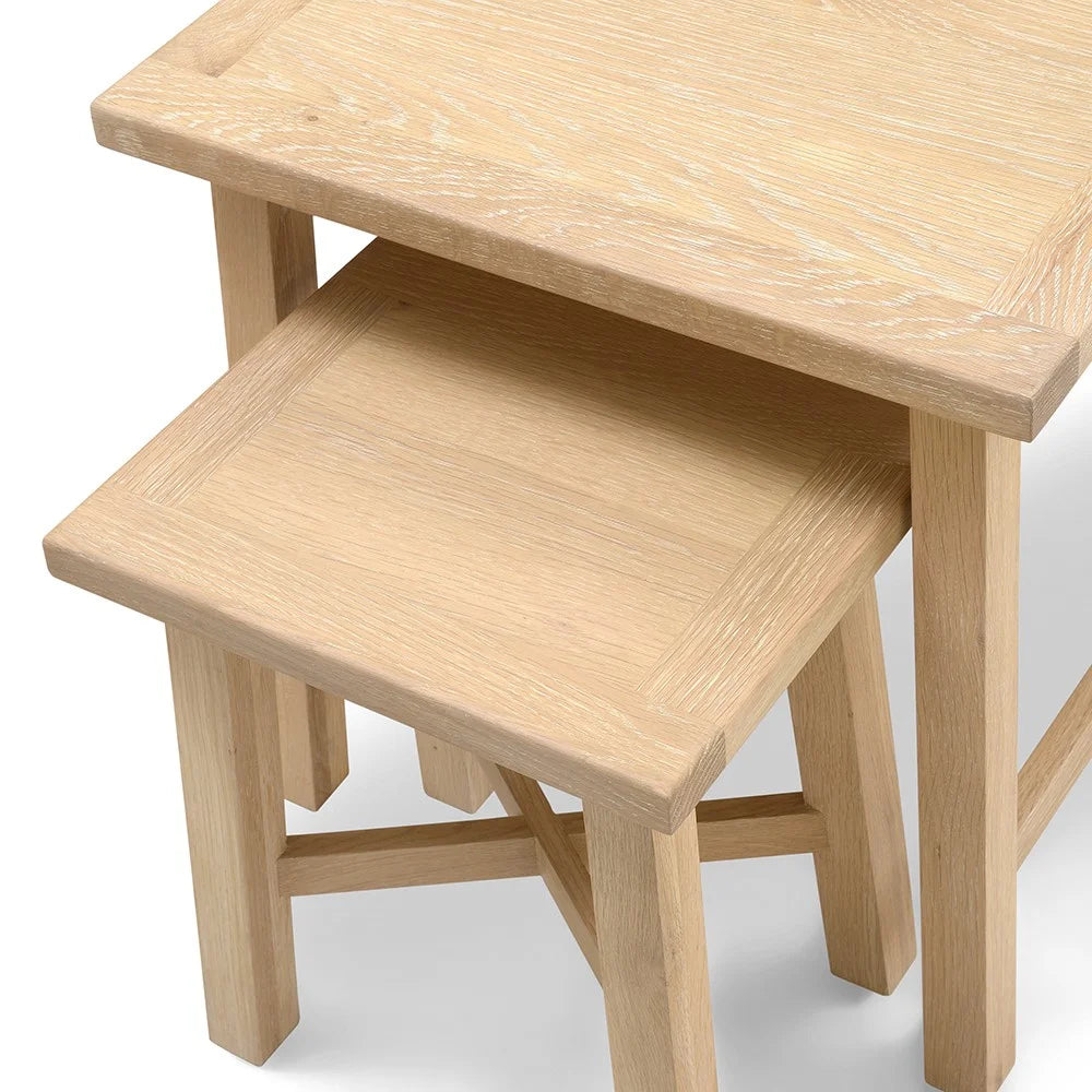 INGLESHAM WHITEWASH OAK Nest of 2 Tables Quality Furniture Clearance Ltd