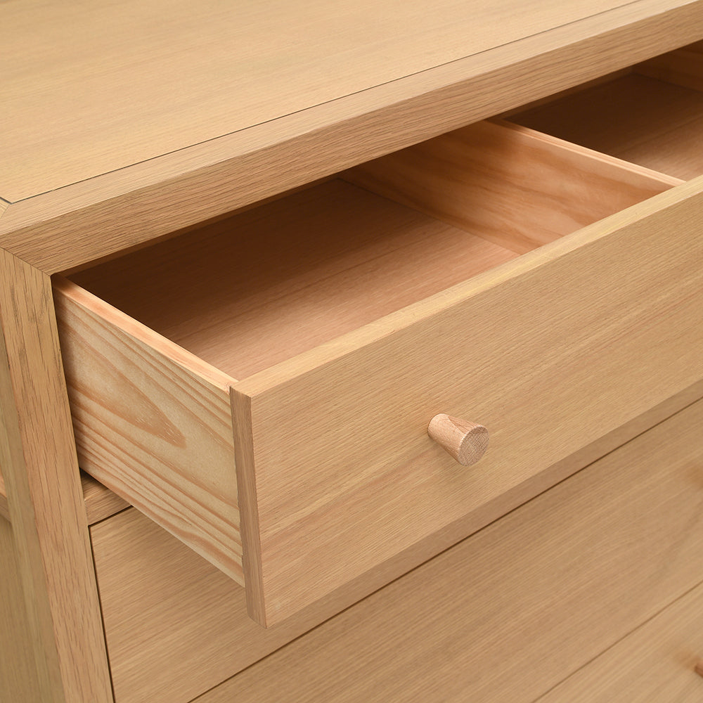 BLOCKLEY LIGHT OAK 5 Drawer Chest Quality Furniture Clearance Ltd