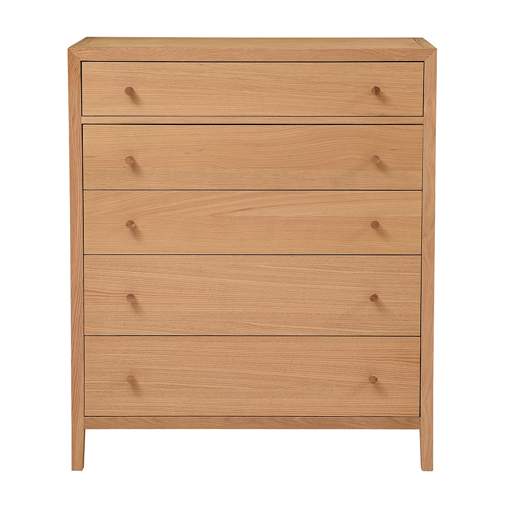 BLOCKLEY LIGHT OAK 5 Drawer Chest Quality Furniture Clearance Ltd