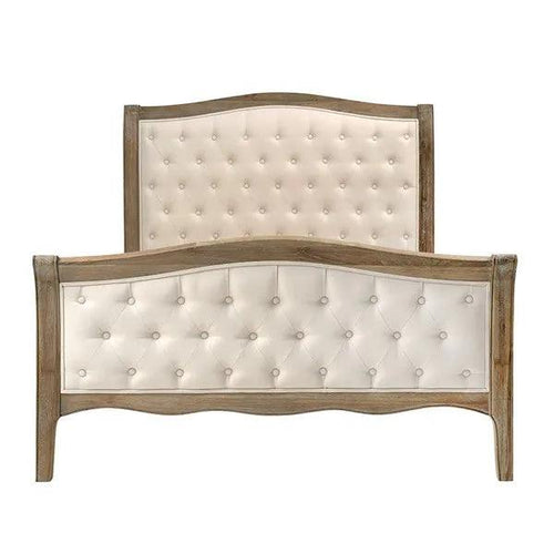 CAMILLE LIMEWASH OAK Buttoned 6ft Super King Bed Quality Furniture Clearance Ltd