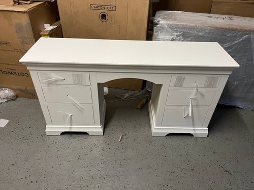 Chantilly Warm White Double Pedestal Dressing Table. furniture delivered
