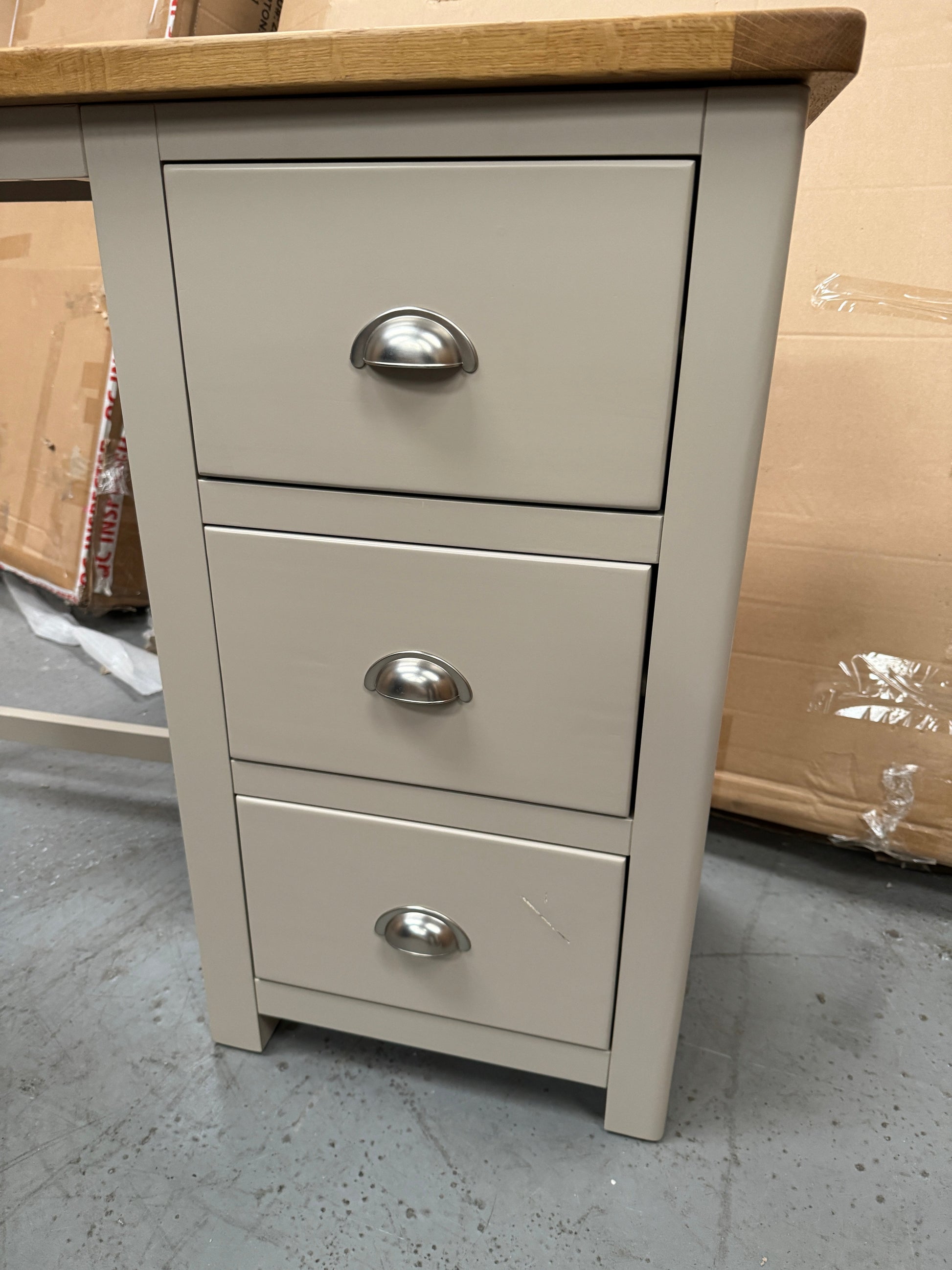 Lundy Stone Grey Single Pedestal Dressing Table Quality Furniture Clearance Ltd