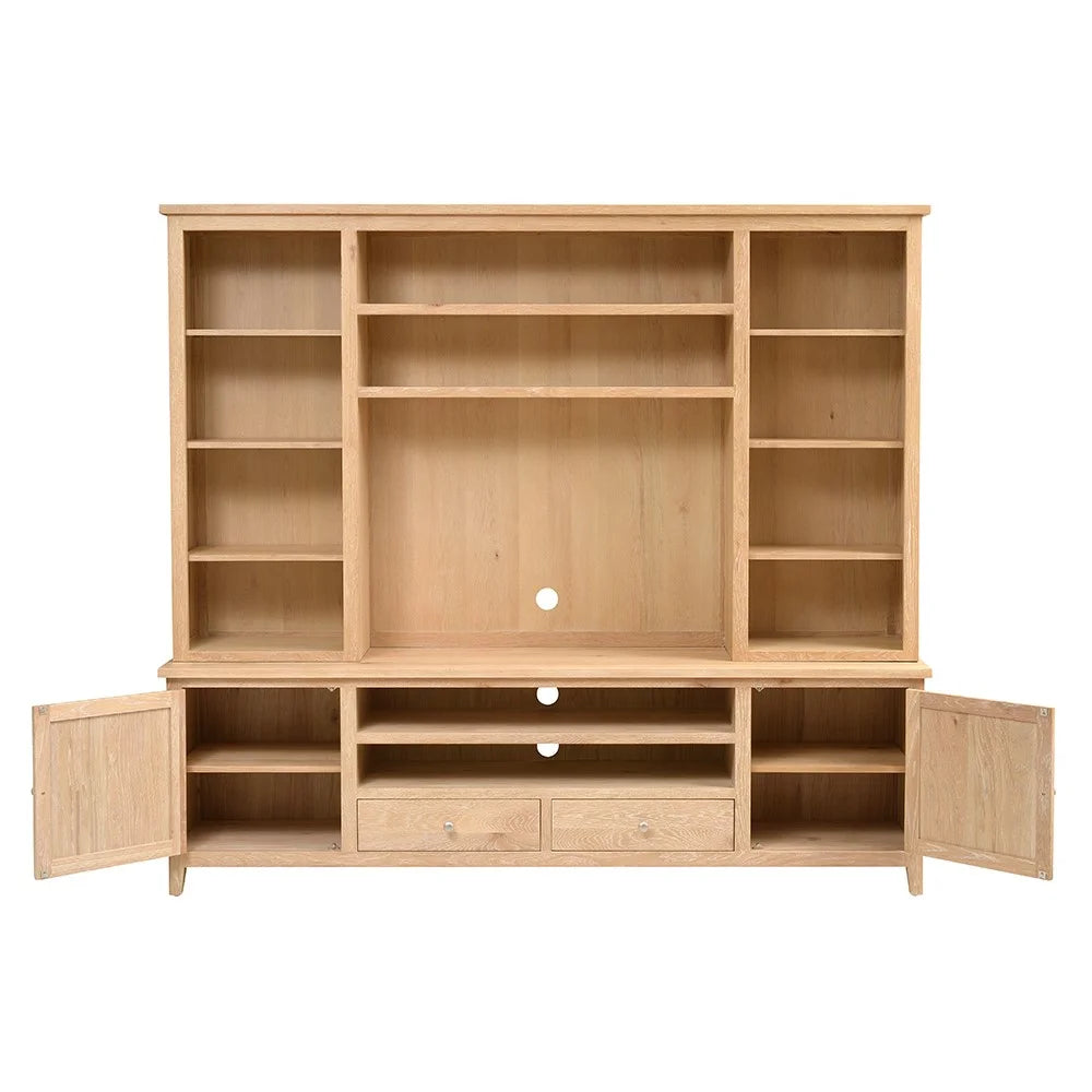 Inglesham Whitewash Oak TV and Media Storage Unit Quality Furniture Clearance Ltd