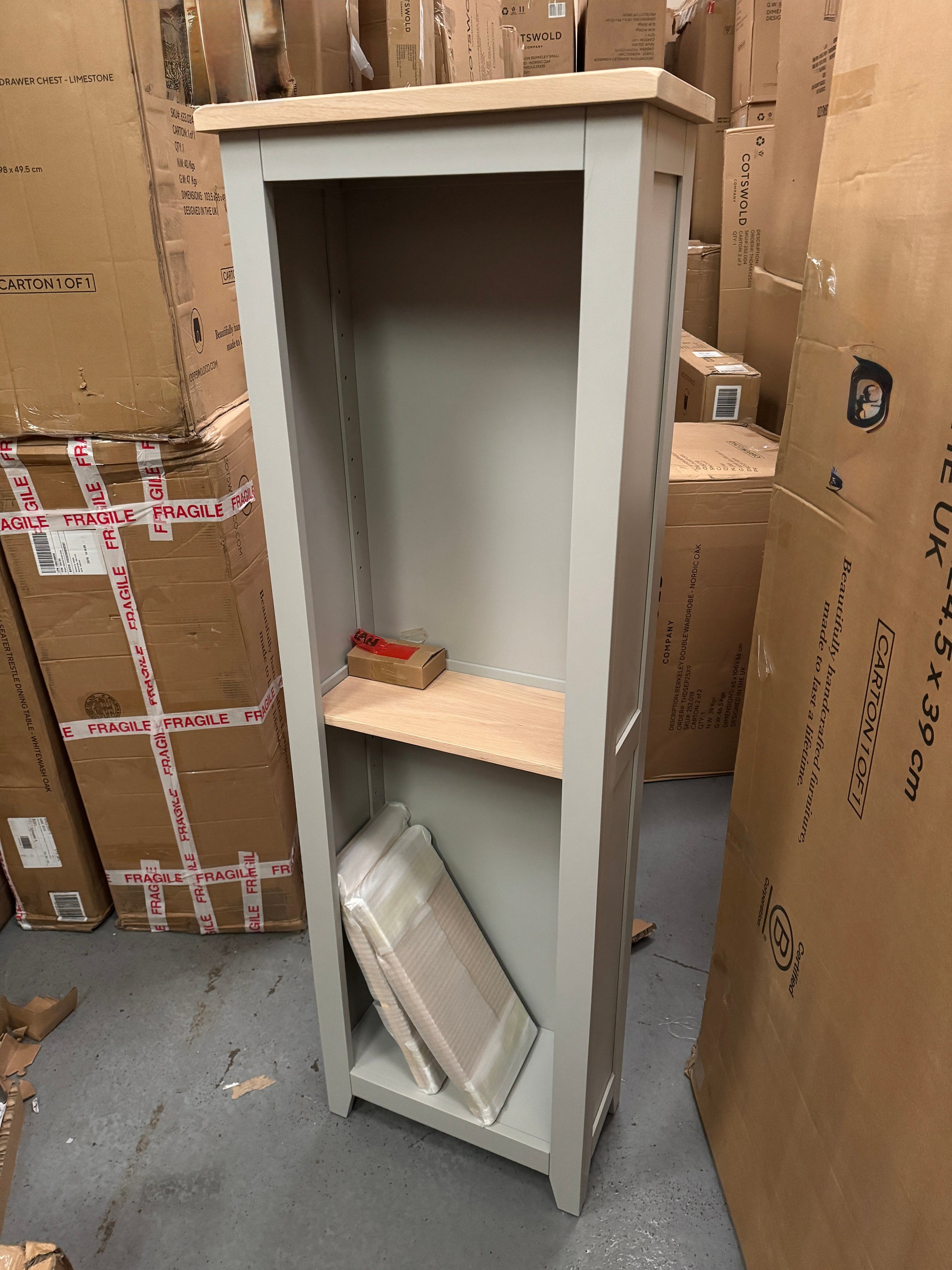 Chester Dove Grey Tall Slim Bookcase Quality Furniture Clearance Ltd