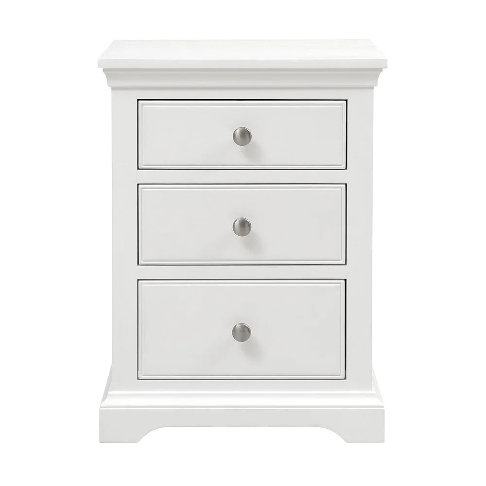 Set of 2 FAIRFORD WARM WHITE 3 Drawer Bedside Table Quality Furniture Clearance Ltd