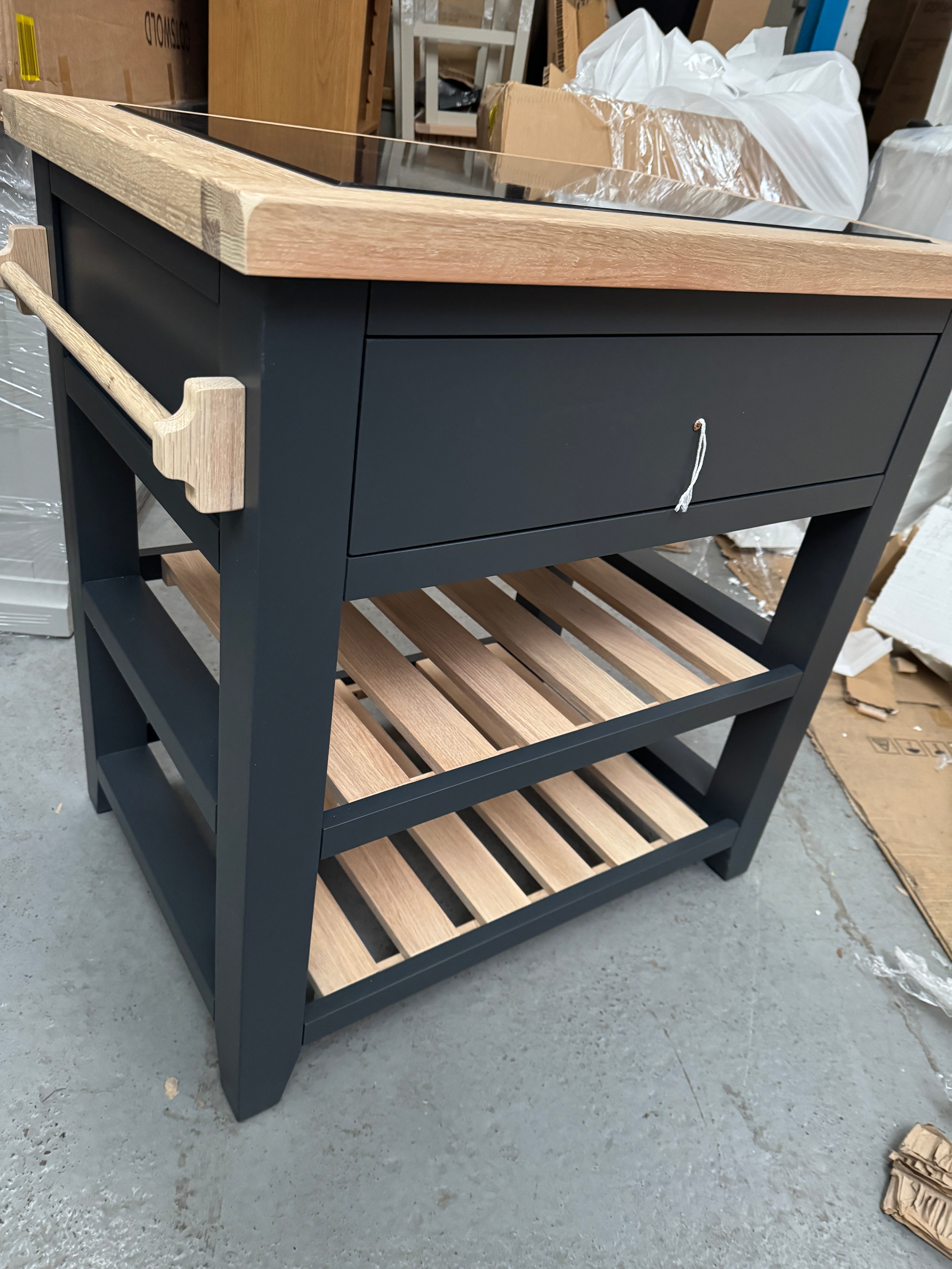 CHESTER CHARCOAL Small Kitchen Island with Granite Top Quality Furniture Clearance Ltd