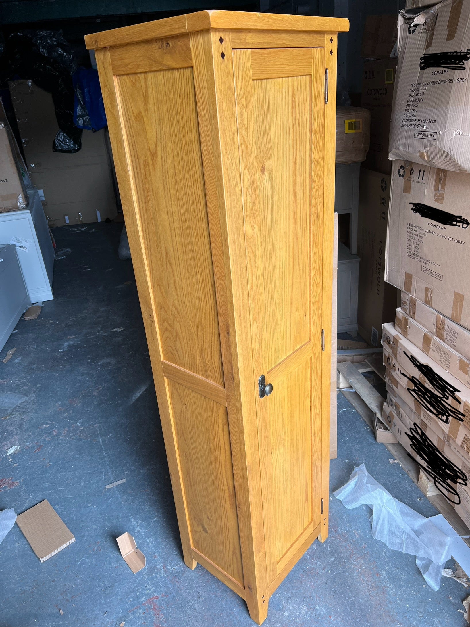 Oakland Rustic Oak Tall Shoe Cupboard Quality Furniture Clearance Ltd