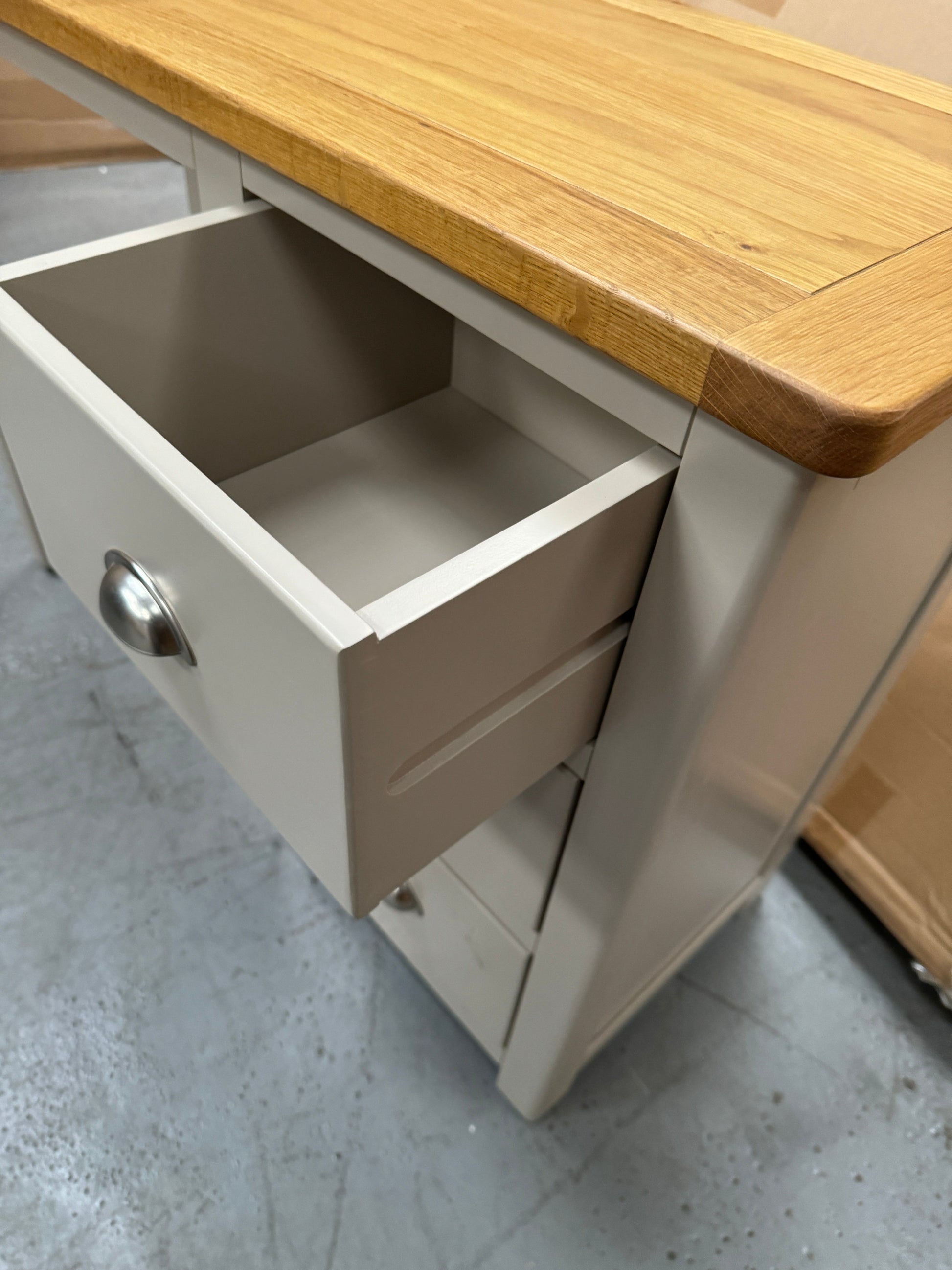 Lundy Stone Grey Single Pedestal Dressing Table Quality Furniture Clearance Ltd