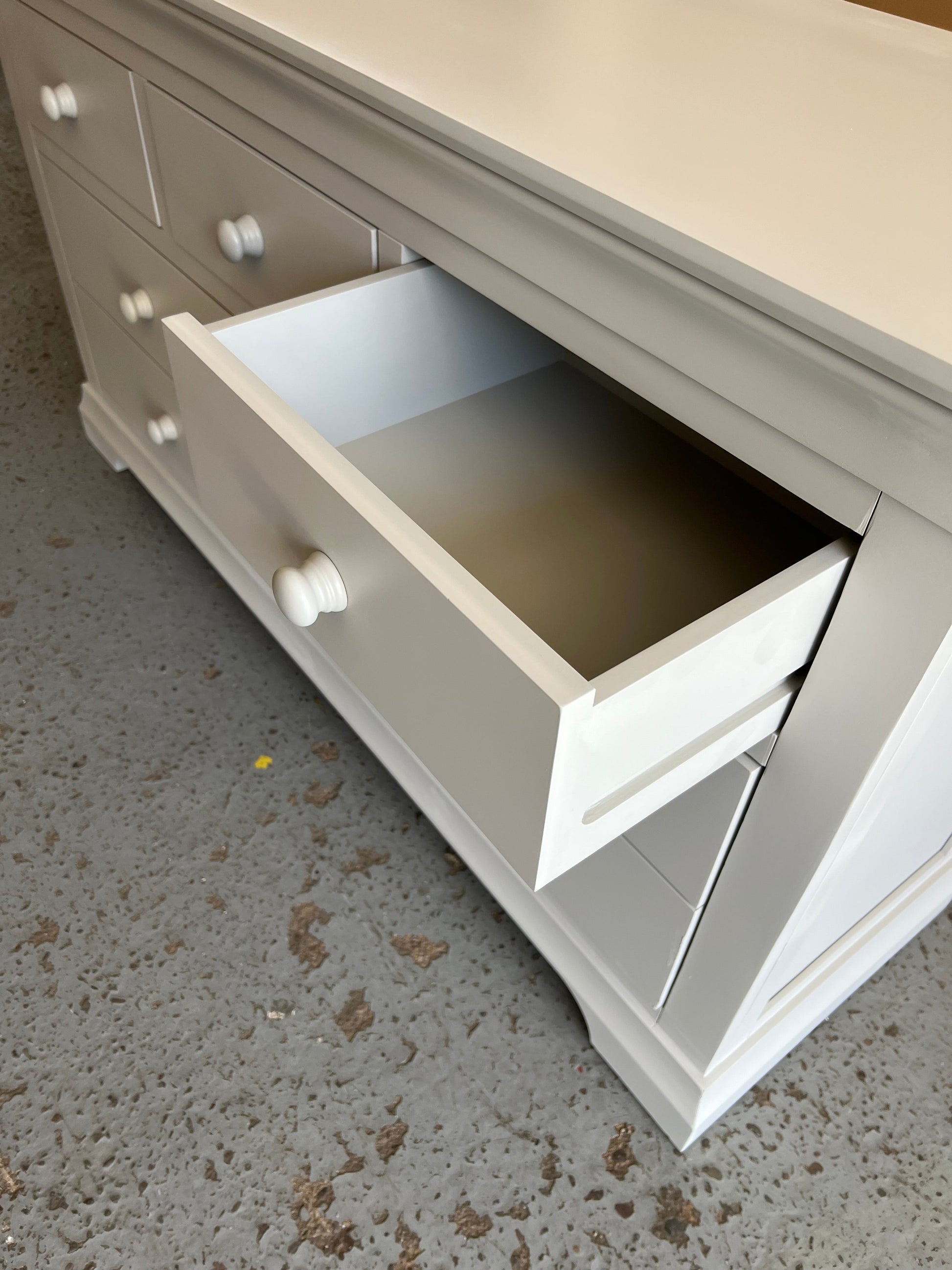 Chantilly Pebble Grey 3 Over 4 Chest furniture delivered