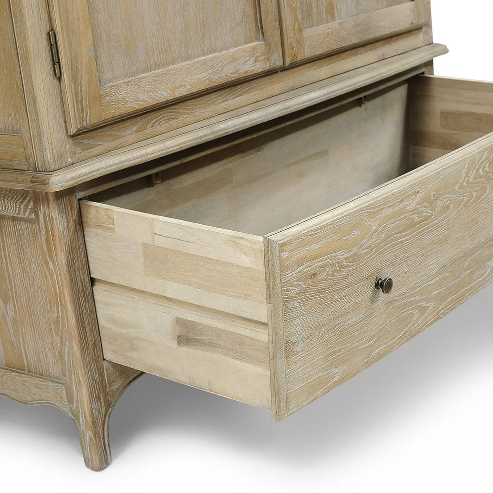 CAMILLE LIMEWASH OAK Double Wardrobe Quality Furniture Clearance Ltd