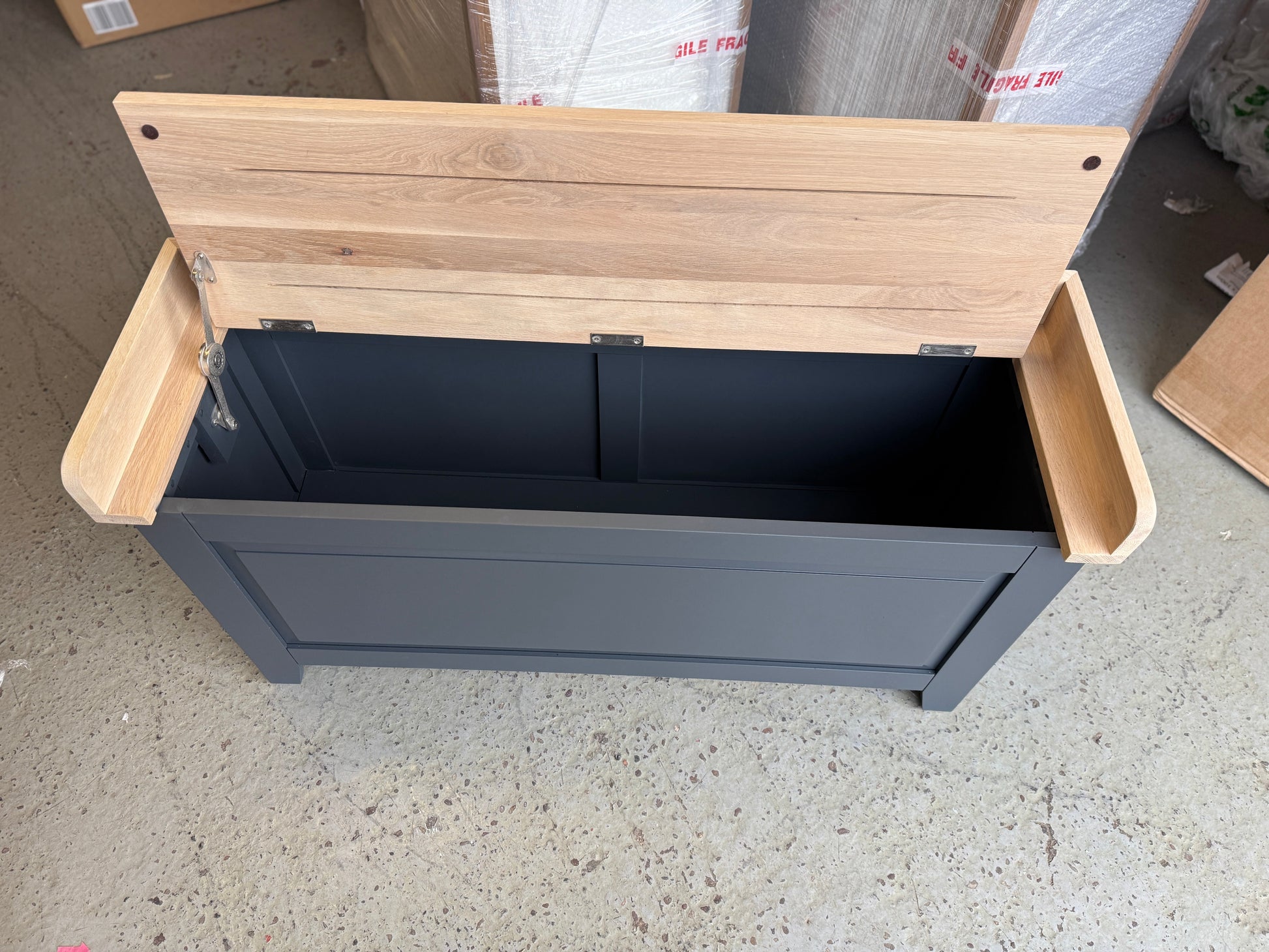 Chester Charcoal Large Shoe Storage Trunk and Bench furniture delivered
