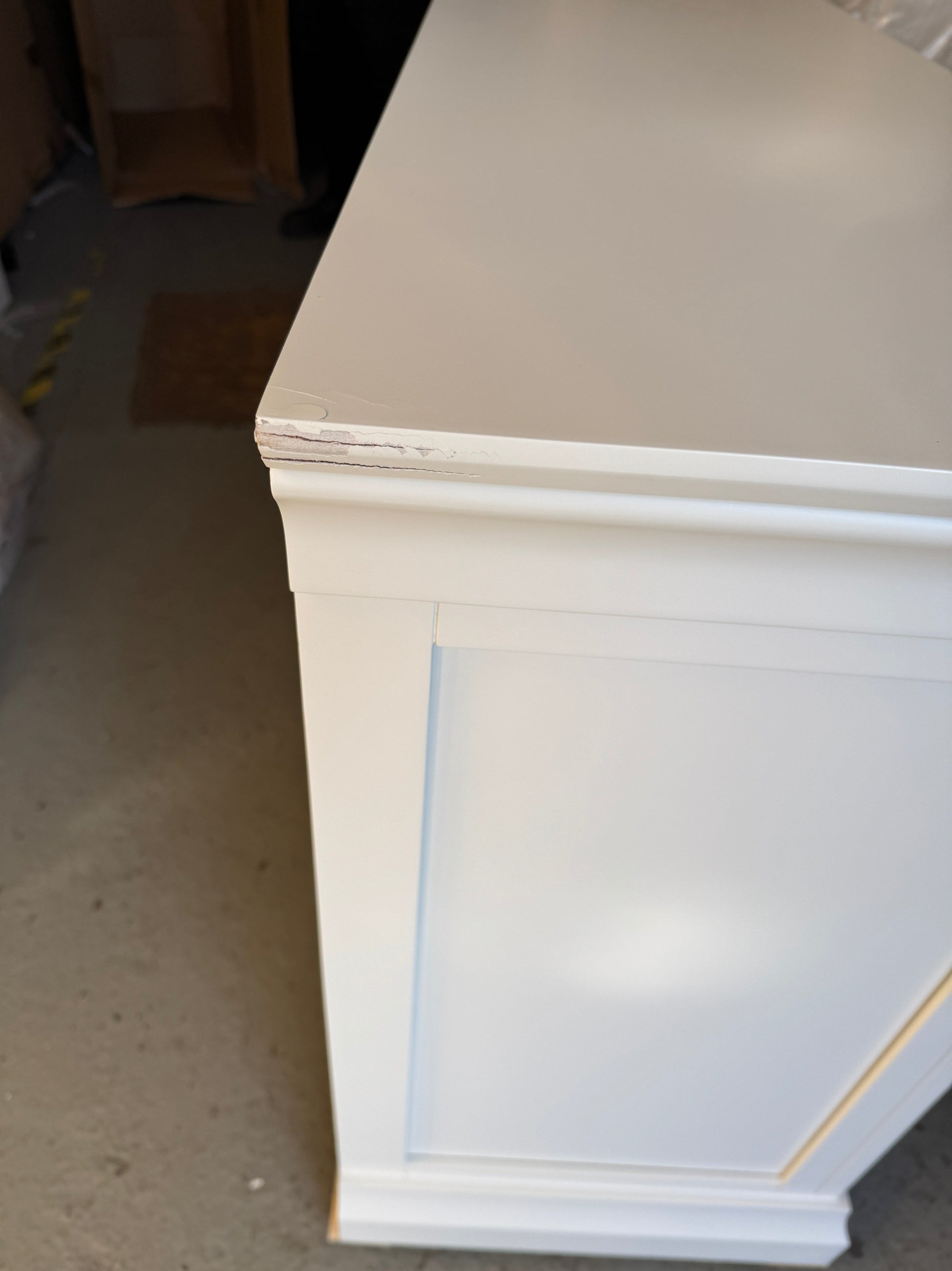 Chantilly Warm White Double Pedestal Dressing Table. furniture delivered