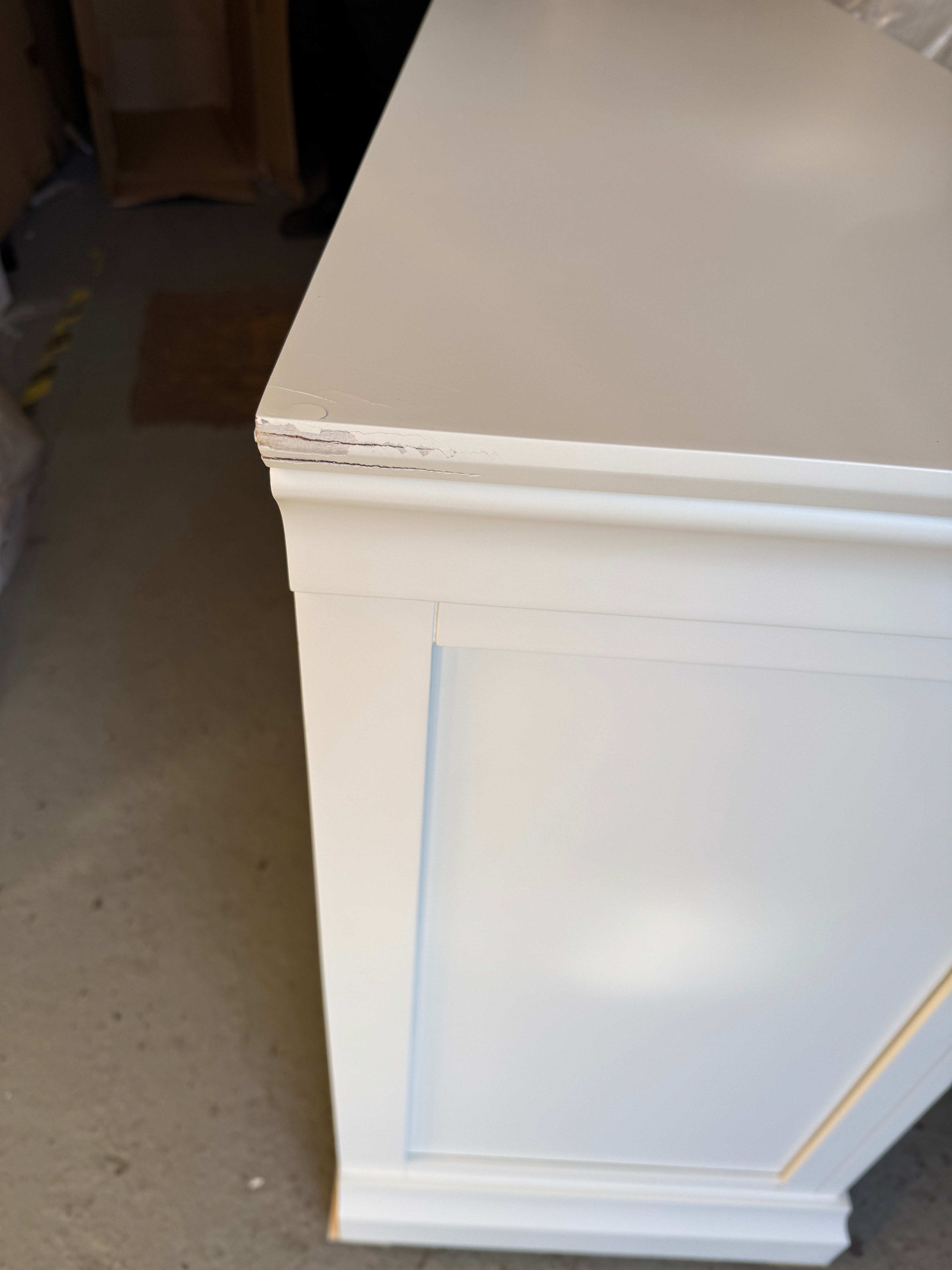 Chantilly Warm White Double Pedestal Dressing Table. furniture delivered