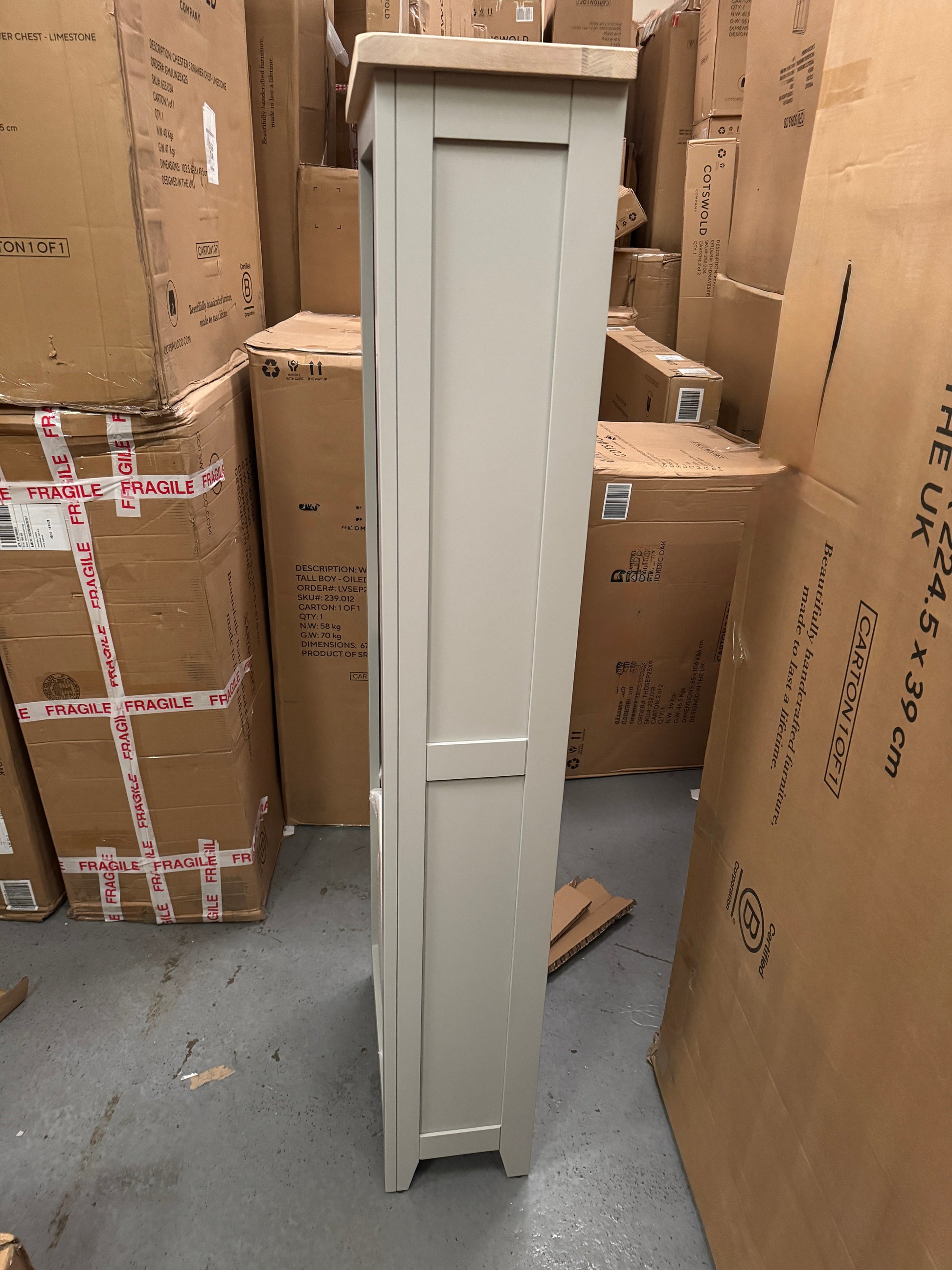 Chester Dove Grey Tall Slim Bookcase Quality Furniture Clearance Ltd