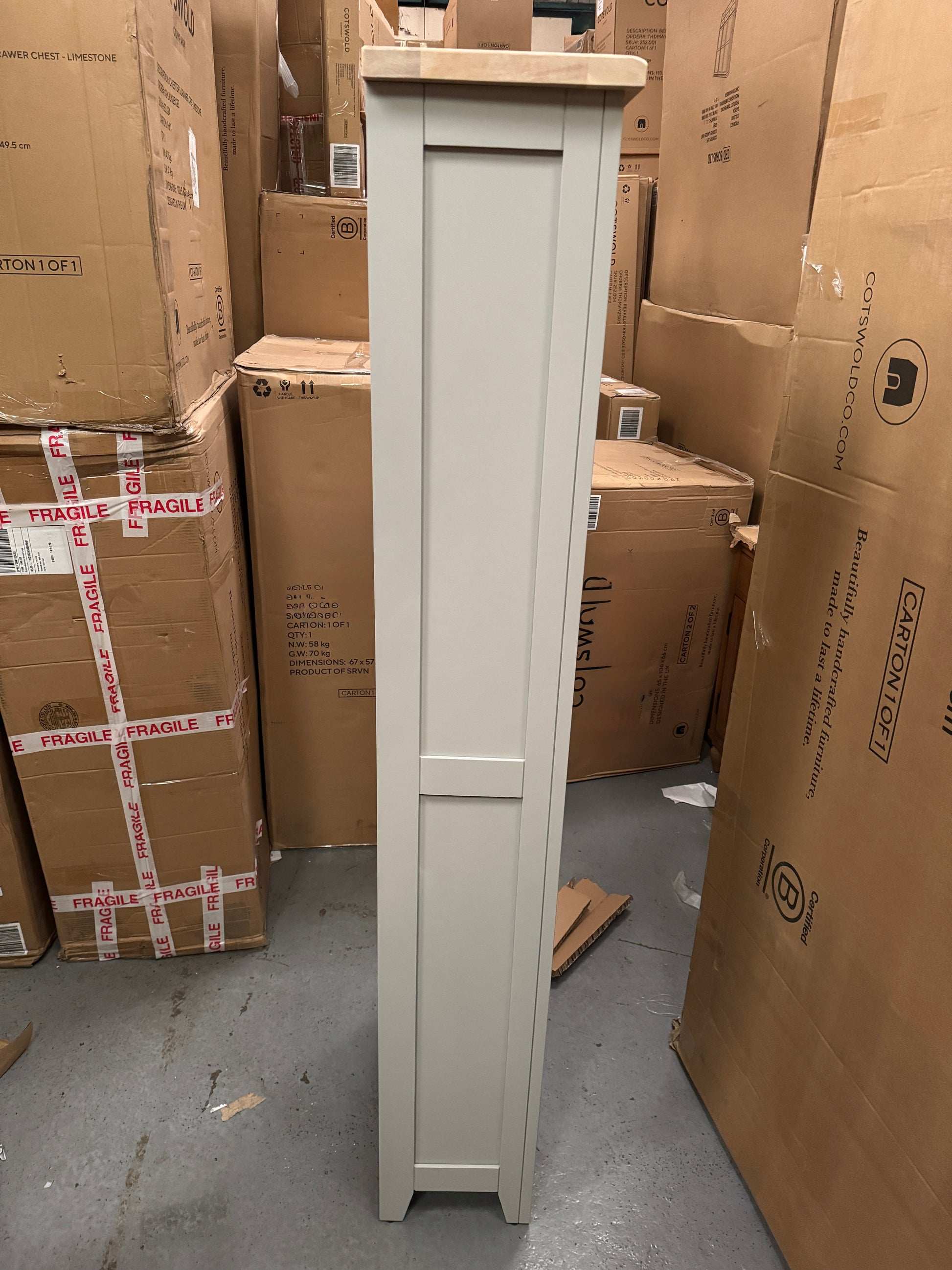 Chester Dove Grey Tall Slim Bookcase Quality Furniture Clearance Ltd