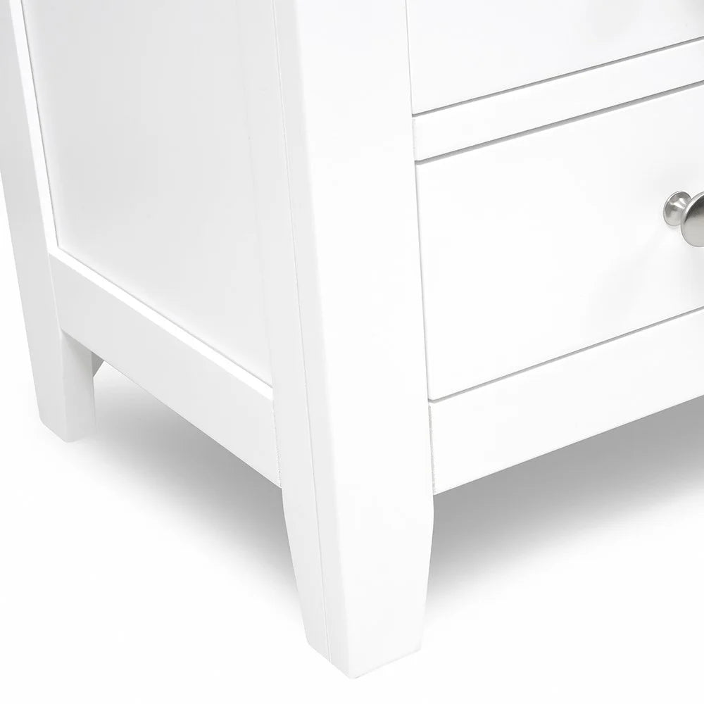 Set of 2 x CHESTER PURE WHITE
3 Drawer Bedside Tables Quality Furniture Clearance Ltd
