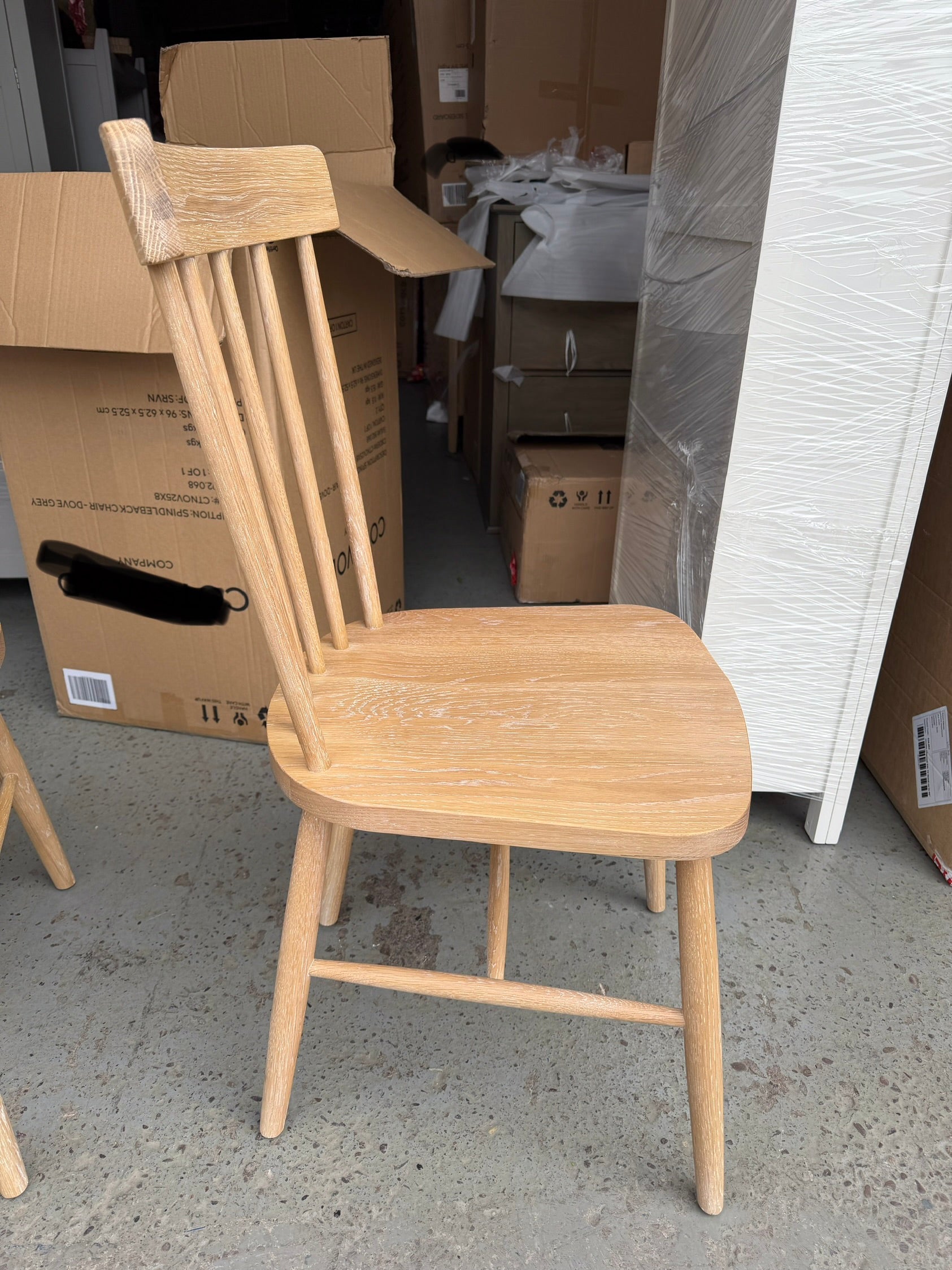 INGLESHAM WHITEWASH OAK Spindleback Chair (Set of two) Quality Furniture Clearance Ltd