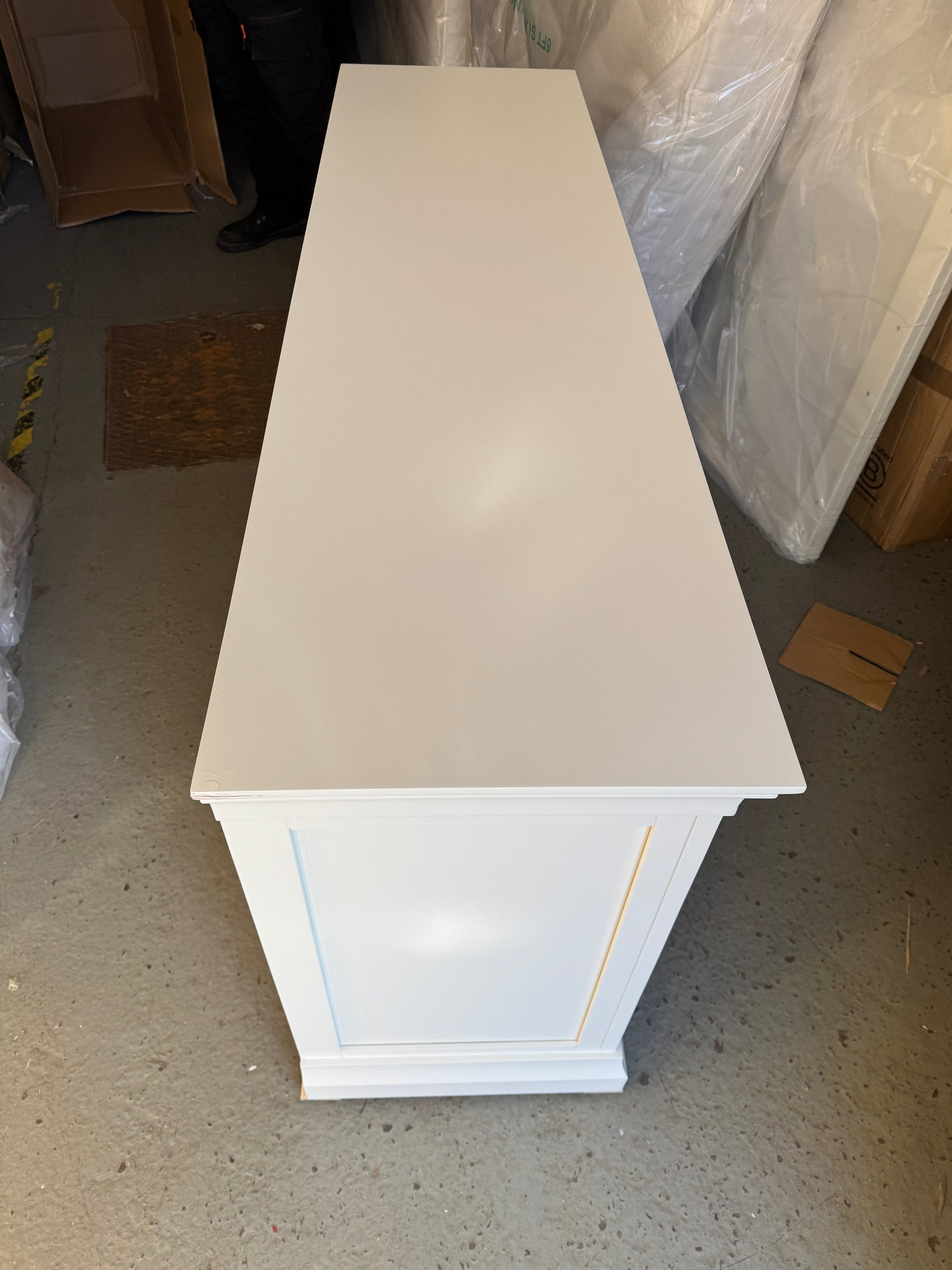 Chantilly Warm White Double Pedestal Dressing Table. furniture delivered