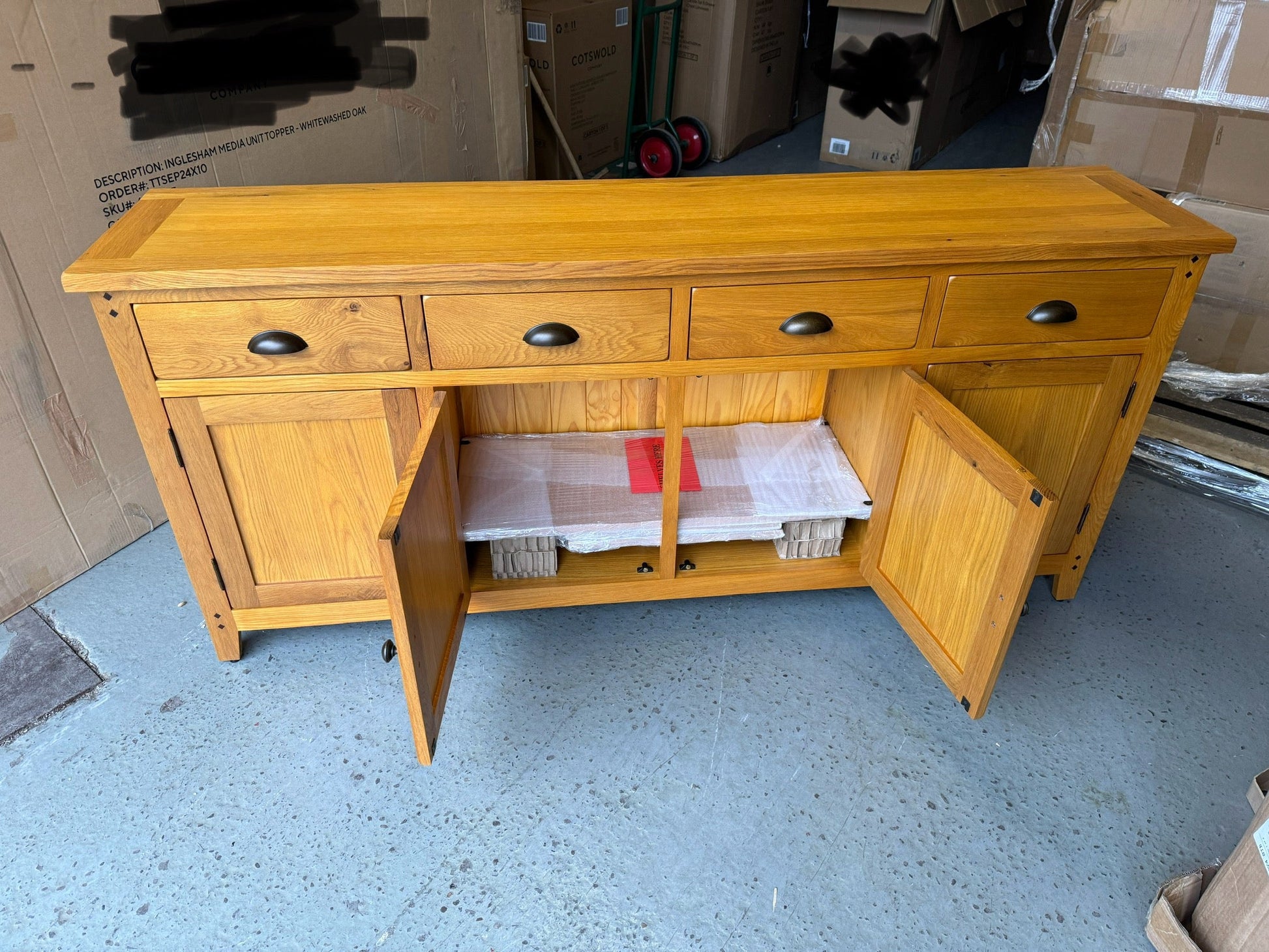 OAKLAND RUSTIC OAK Extra Large Sideboard Quality Furniture Clearance Ltd