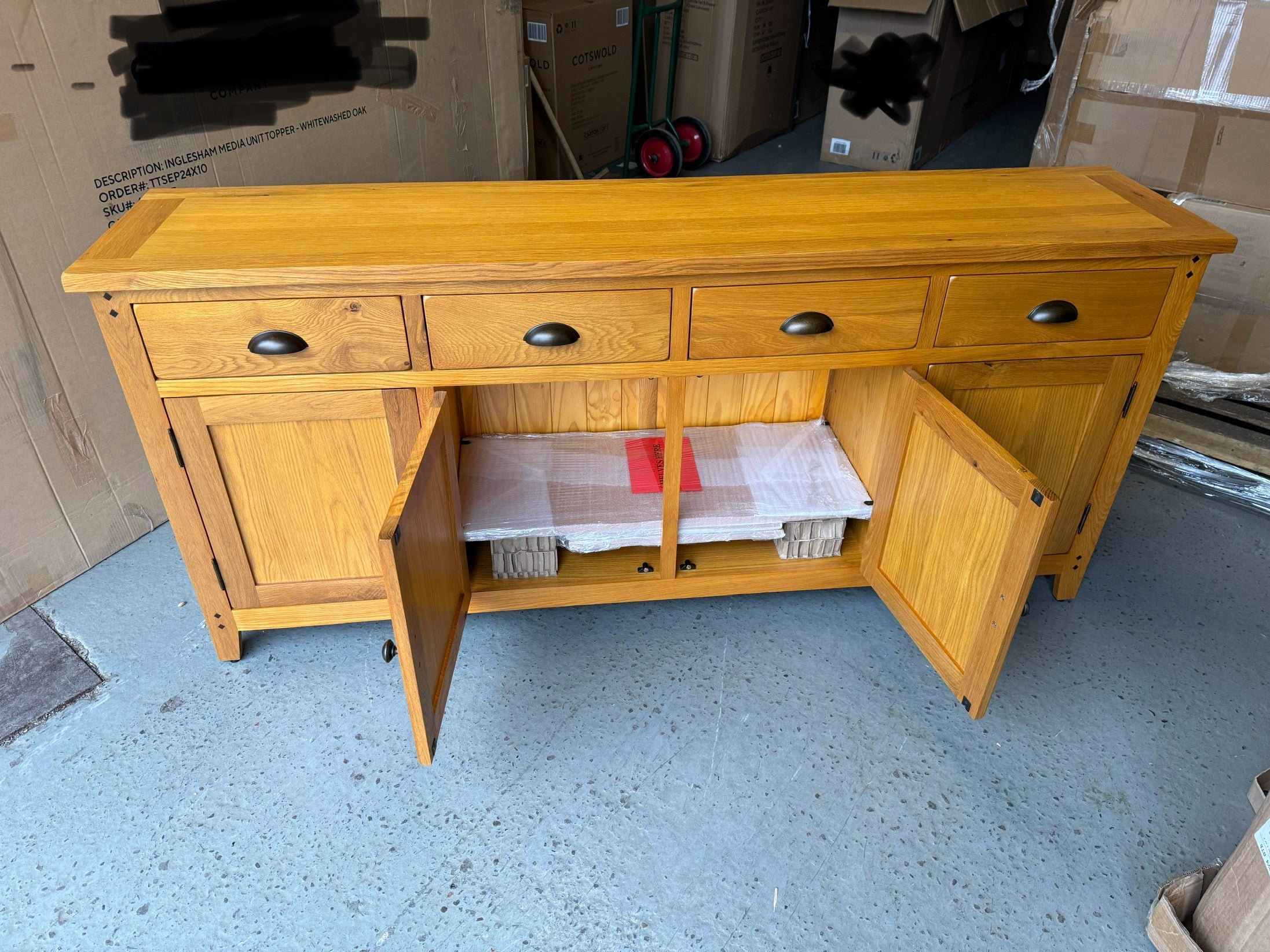 OAKLAND RUSTIC OAK Extra Large Sideboard Quality Furniture Clearance Ltd