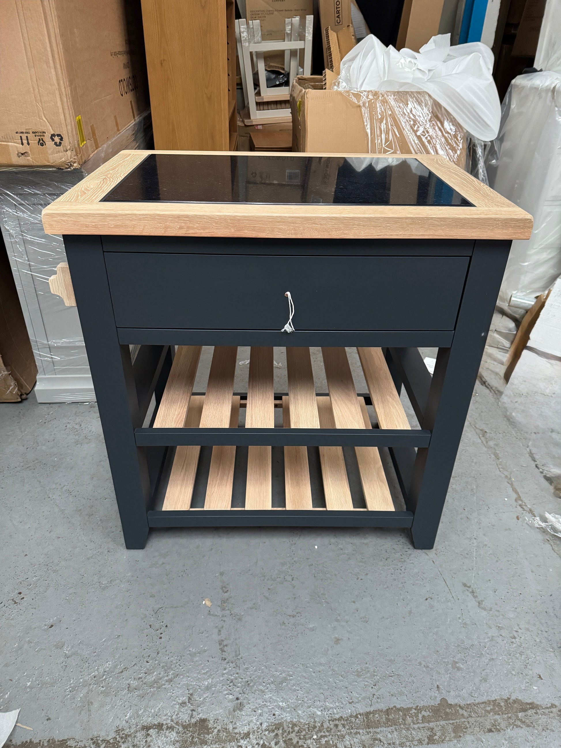 CHESTER CHARCOAL Small Kitchen Island with Granite Top Quality Furniture Clearance Ltd