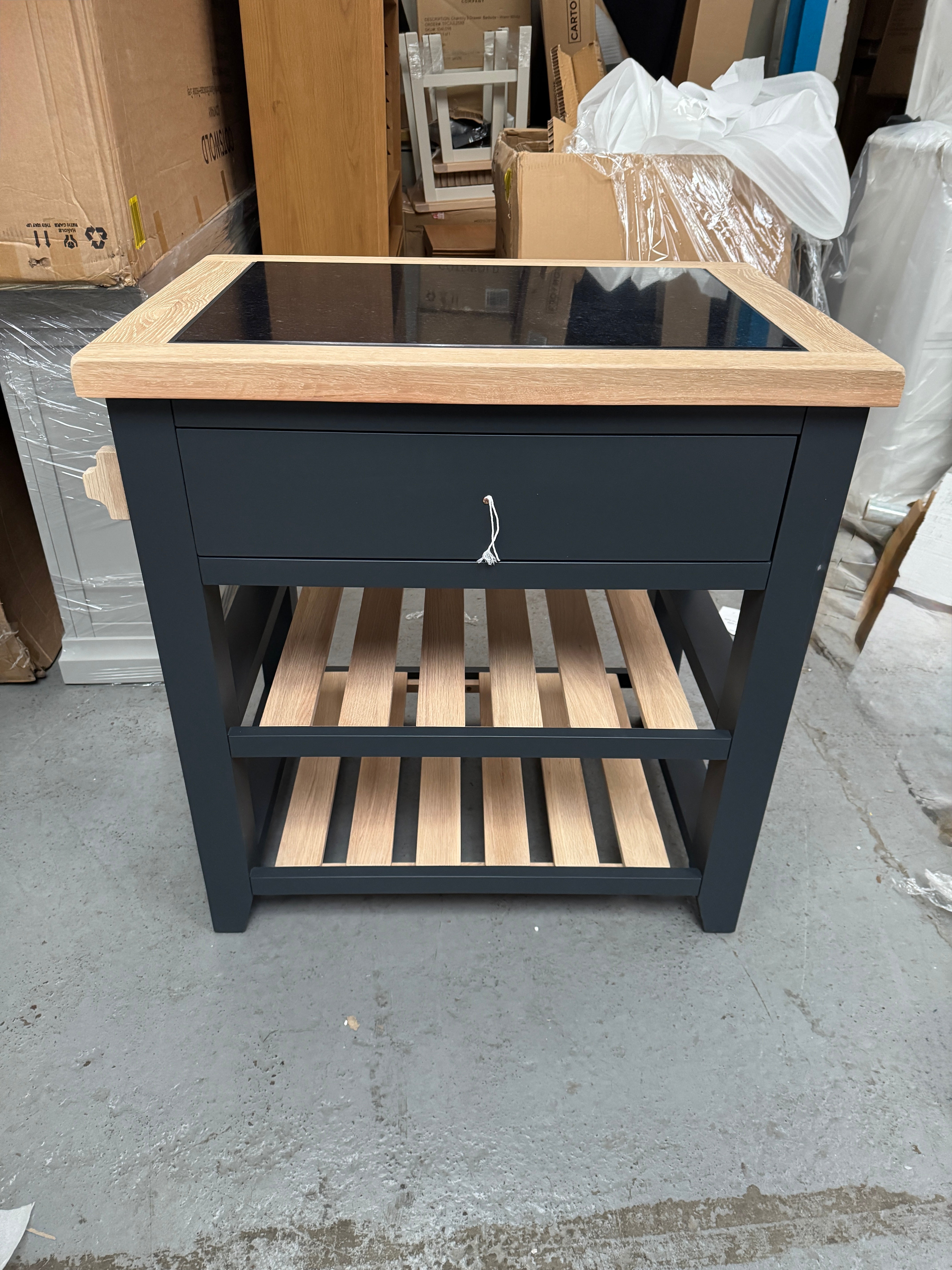 CHESTER CHARCOAL Small Kitchen Island with Granite Top Quality Furniture Clearance Ltd