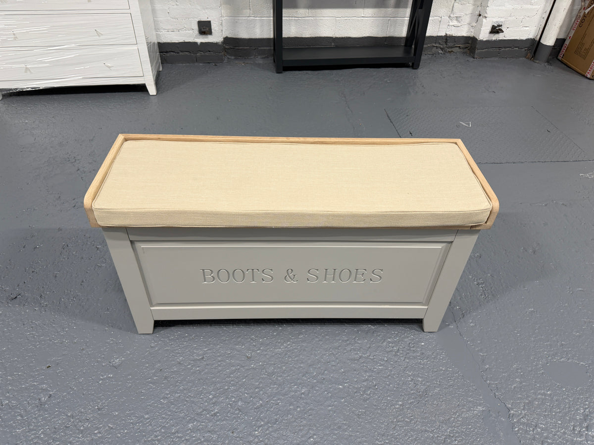 Chester Dove Grey Large Shoe Storage Trunk and Bench furniture delivered