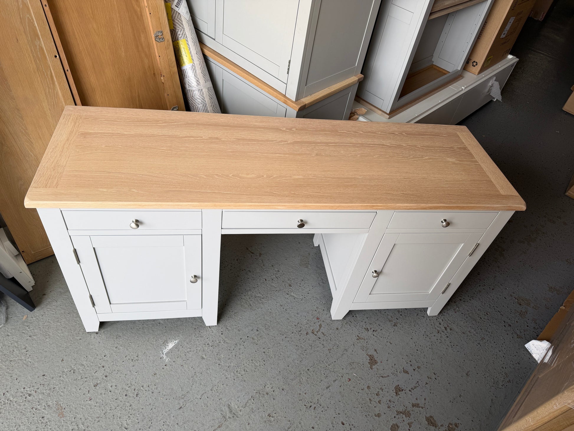 CHESTER DOVE GREY Double Pedestal Desk Quality Furniture Clearance Ltd