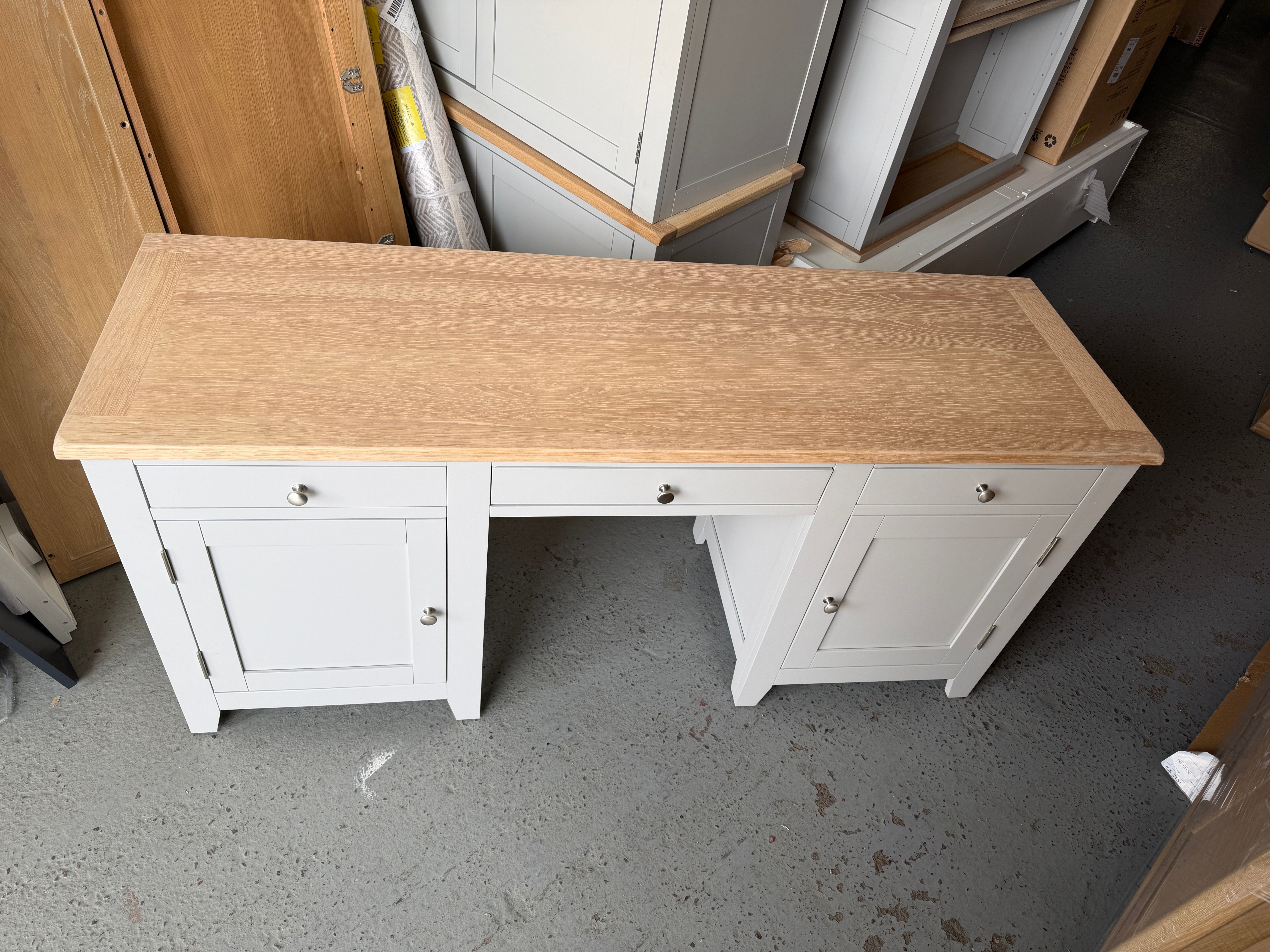 CHESTER DOVE GREY Double Pedestal Desk Quality Furniture Clearance Ltd