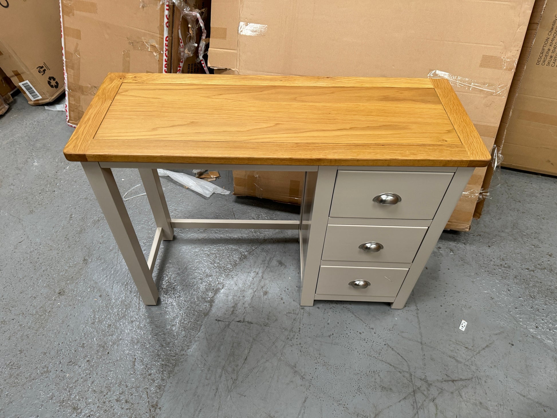 Lundy Stone Grey Single Pedestal Dressing Table Quality Furniture Clearance Ltd