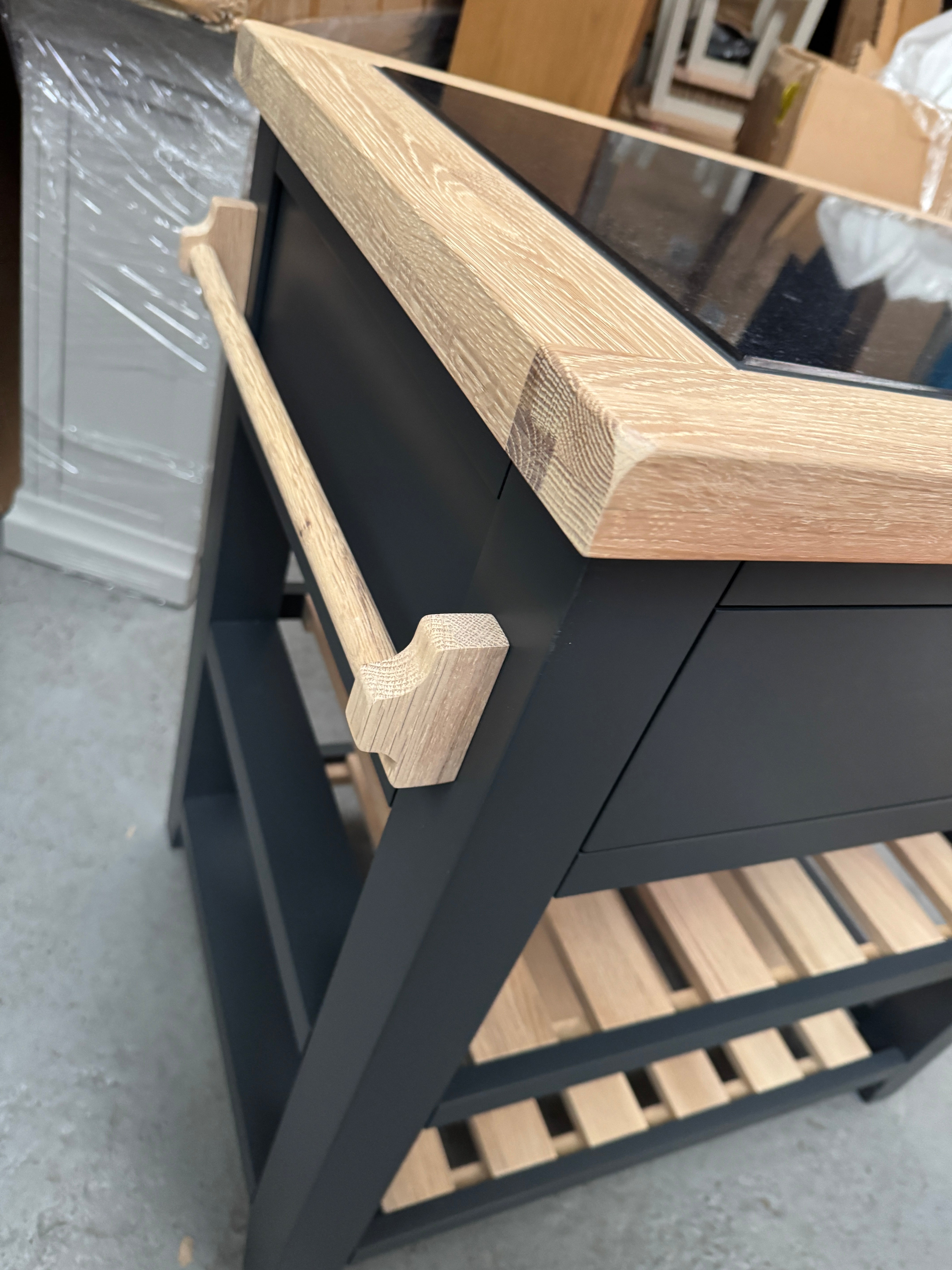 CHESTER CHARCOAL Small Kitchen Island with Granite Top Quality Furniture Clearance Ltd