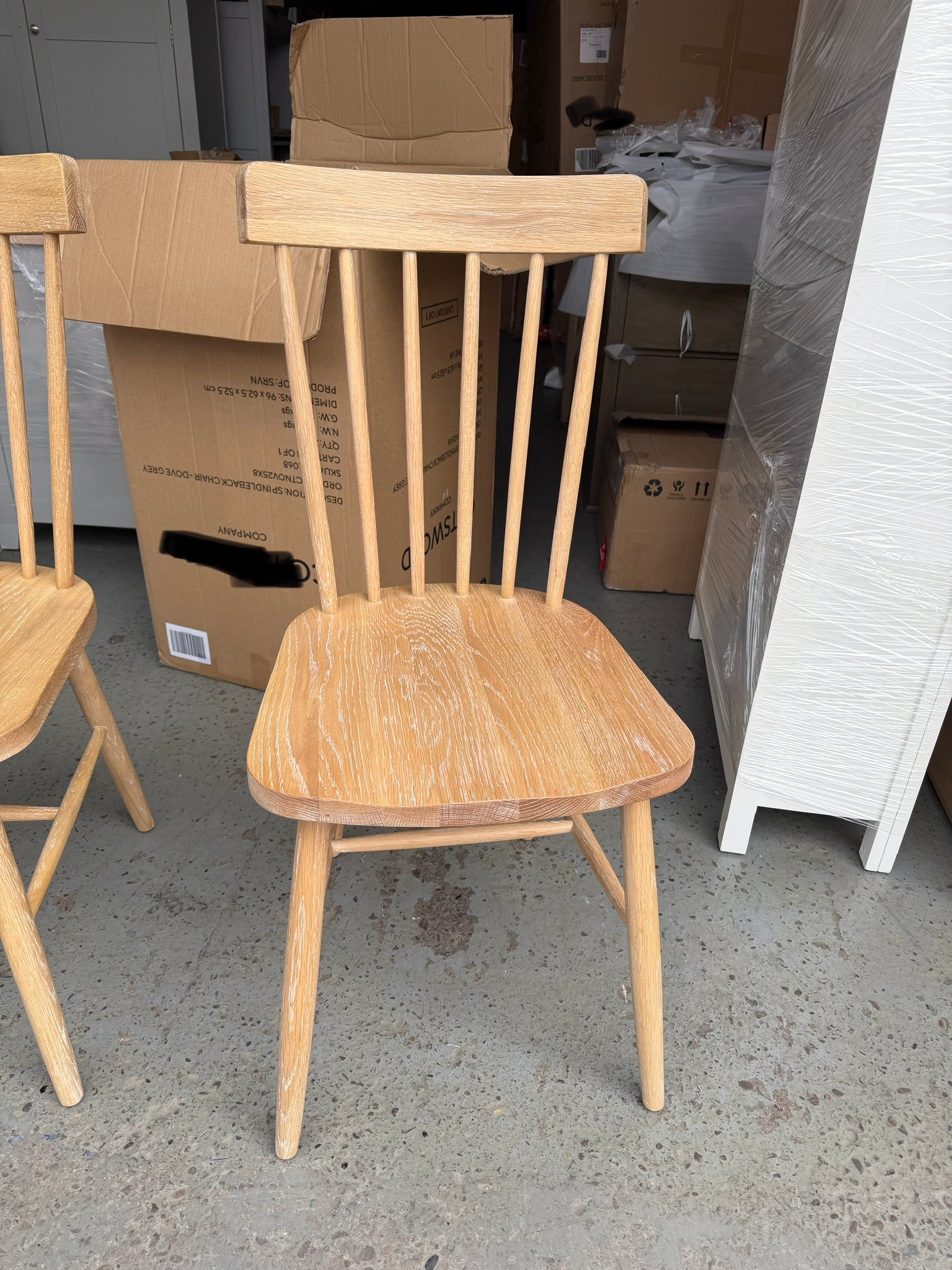 INGLESHAM WHITEWASH OAK Spindleback Chair (Set of two) Quality Furniture Clearance Ltd