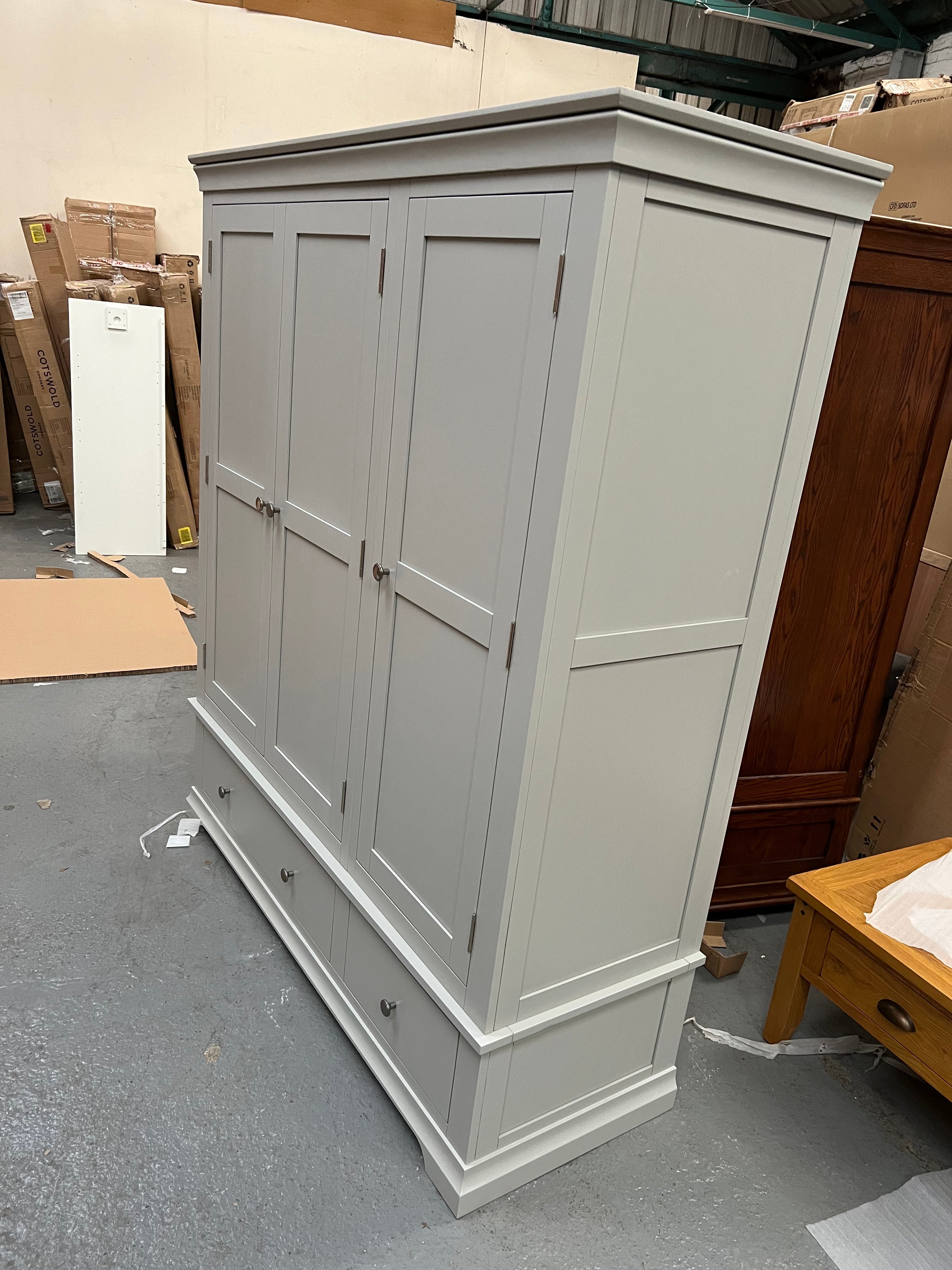 Chantilly Pebble Grey Triple Wardrobe furniture delivered