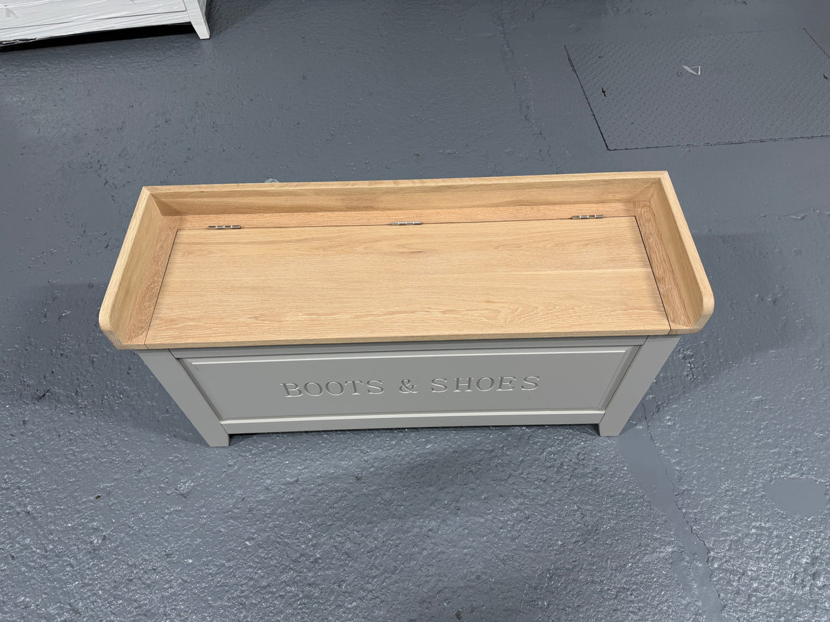 Chester Dove Grey Large Shoe Storage Trunk and Bench furniture delivered