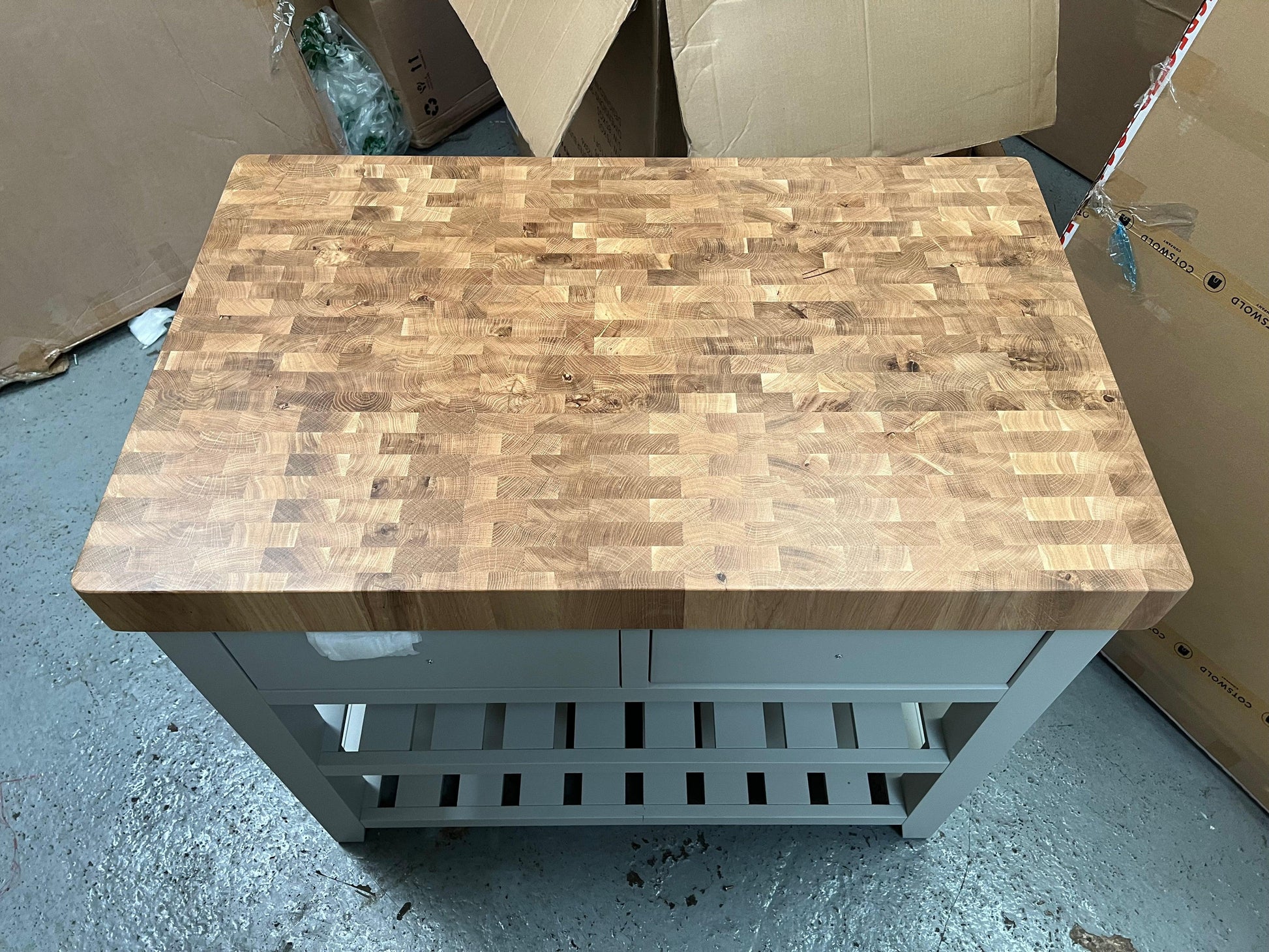 CHESTER DOVE GREY Butcher Block Island Quality Furniture Clearance Ltd