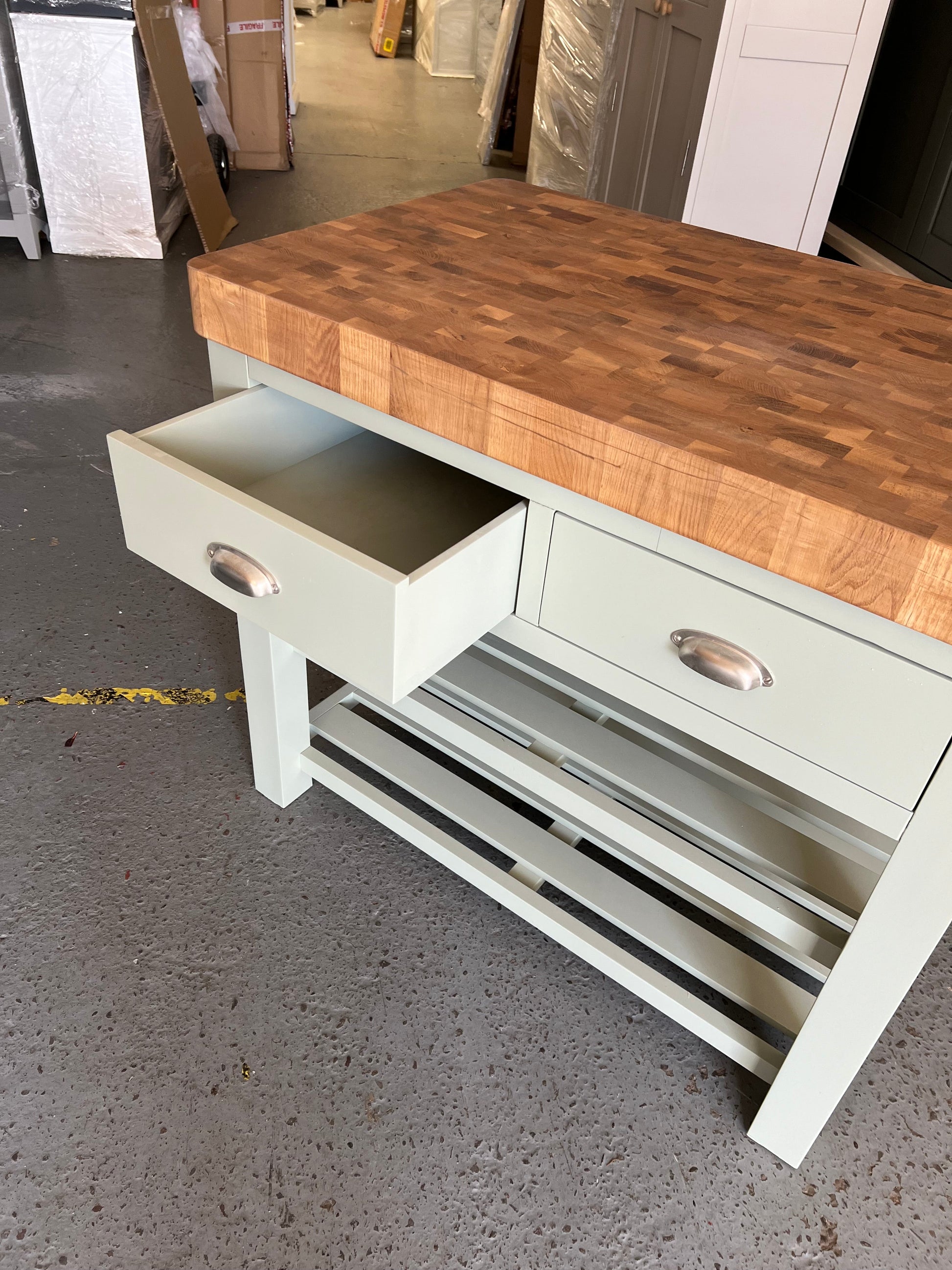 Sussex Sage Green Kitchen Island Quality Furniture Clearance Ltd