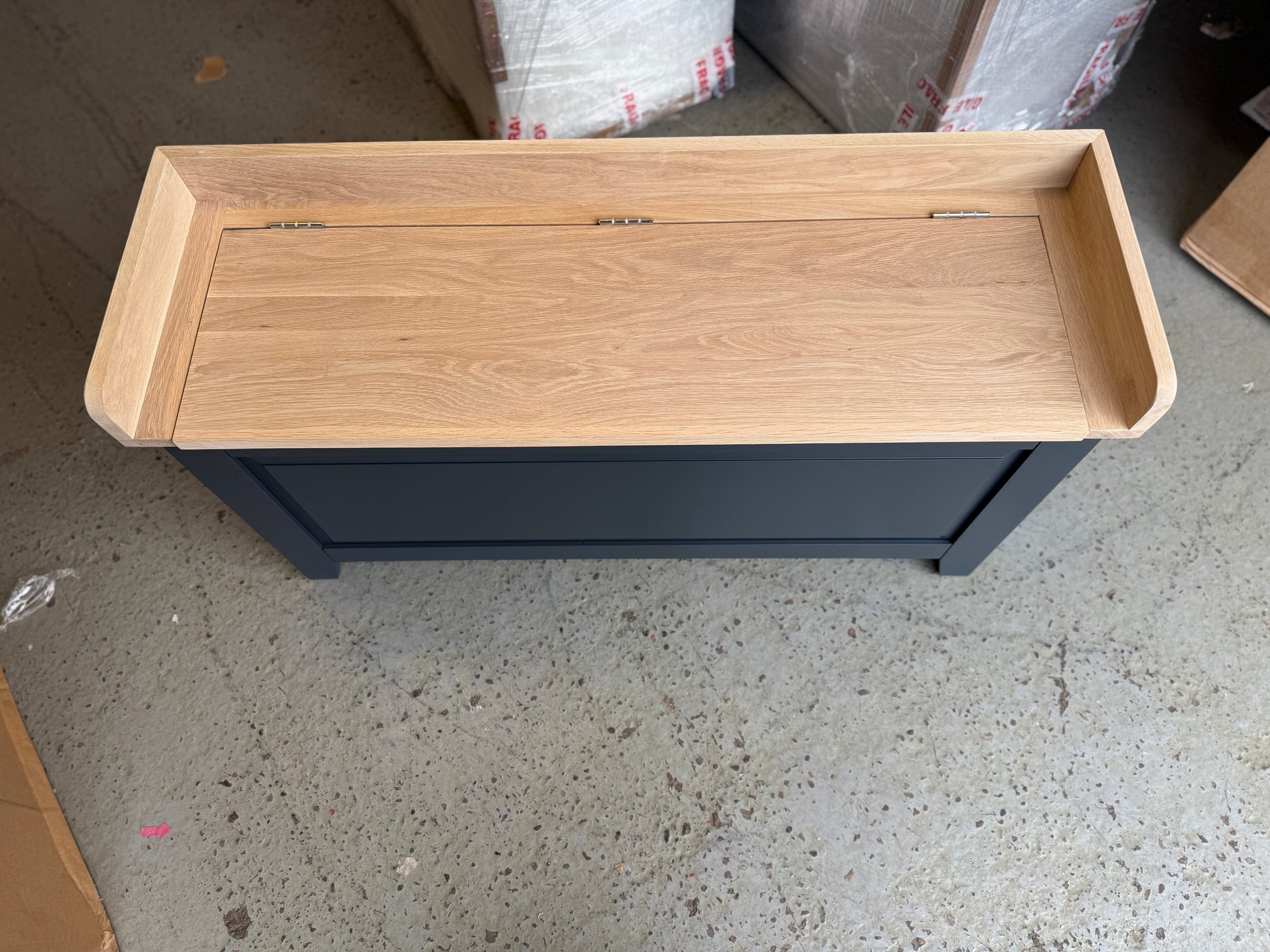 Chester Charcoal Large Shoe Storage Trunk and Bench furniture delivered