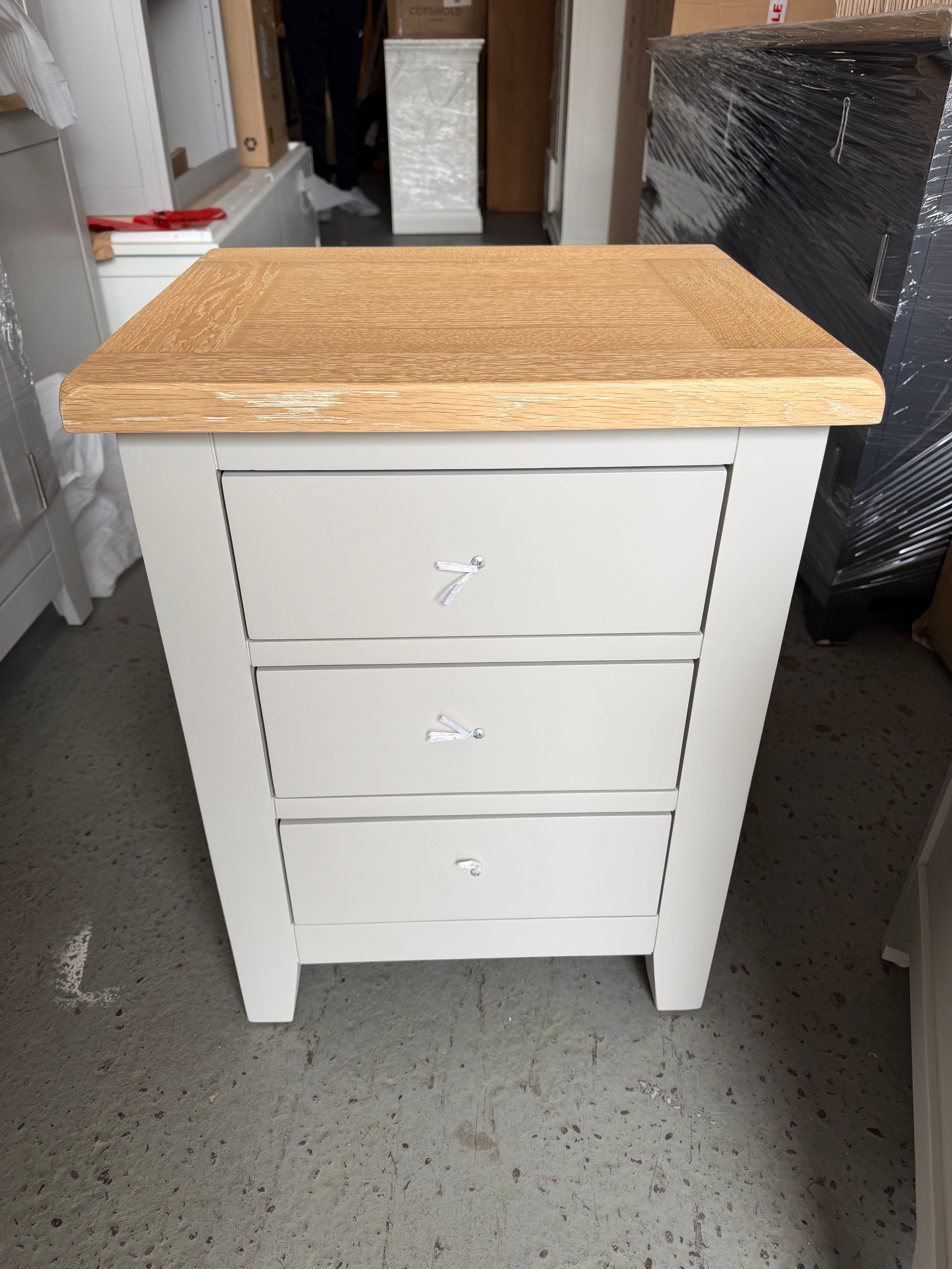 CHESTER DOVE GREY
3 Drawer Bedside Table - set of two Quality Furniture Clearance Ltd