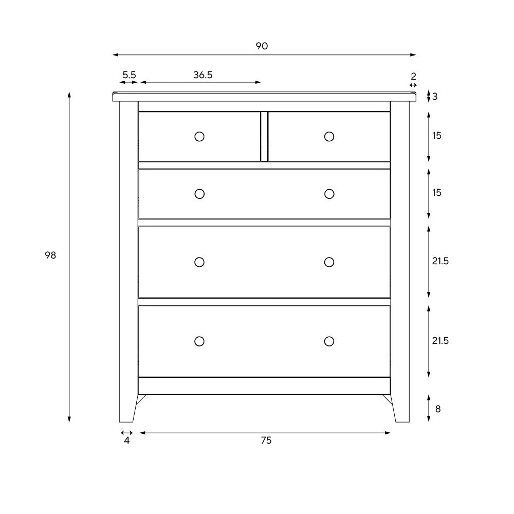 CHESTER CLASSIC CREAM
5 Drawer Chest Quality Furniture Clearance Ltd