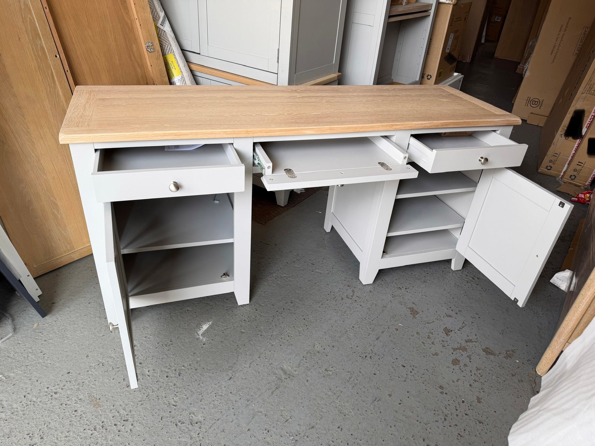 CHESTER DOVE GREY Double Pedestal Desk Quality Furniture Clearance Ltd